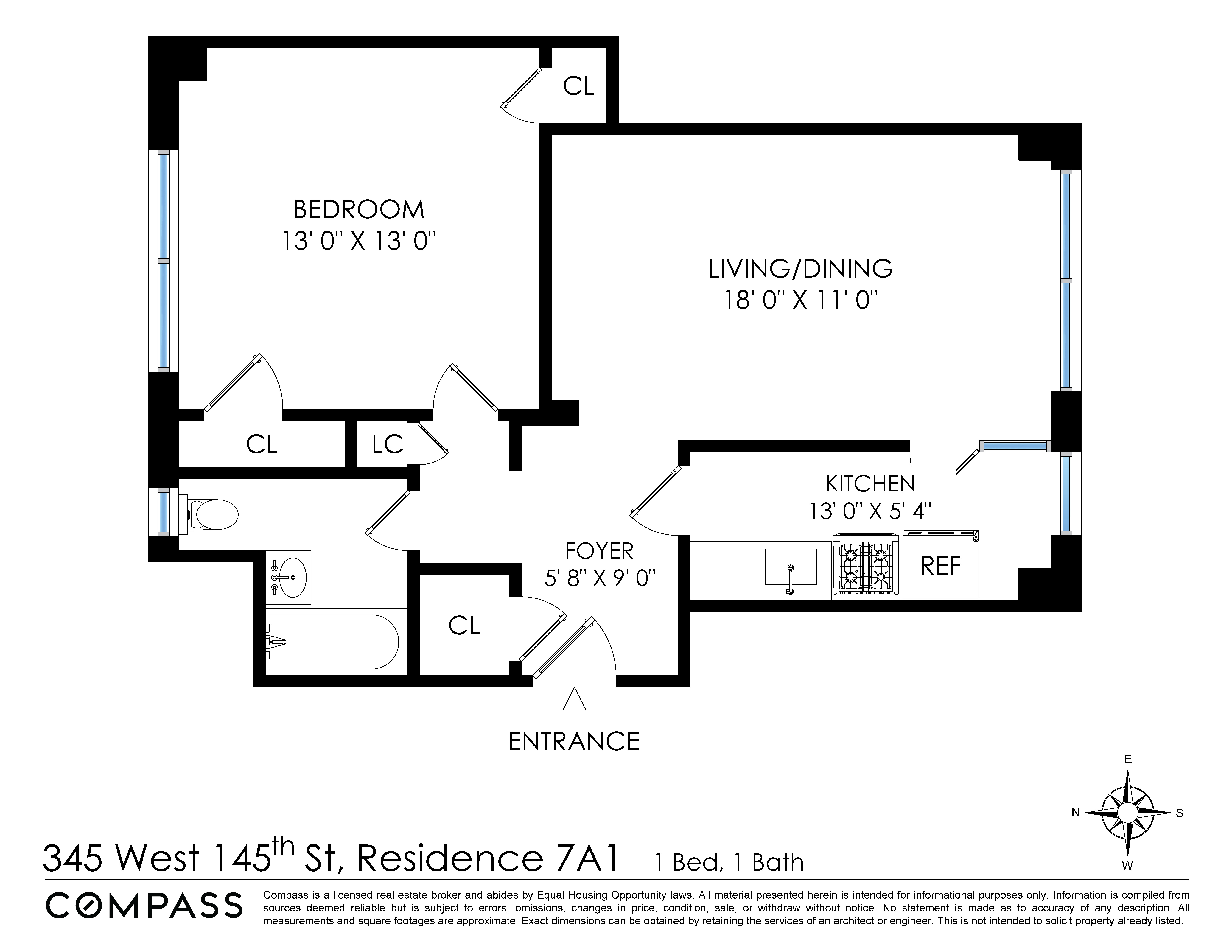 Floorplan for 345 West 145th Street, 7A1