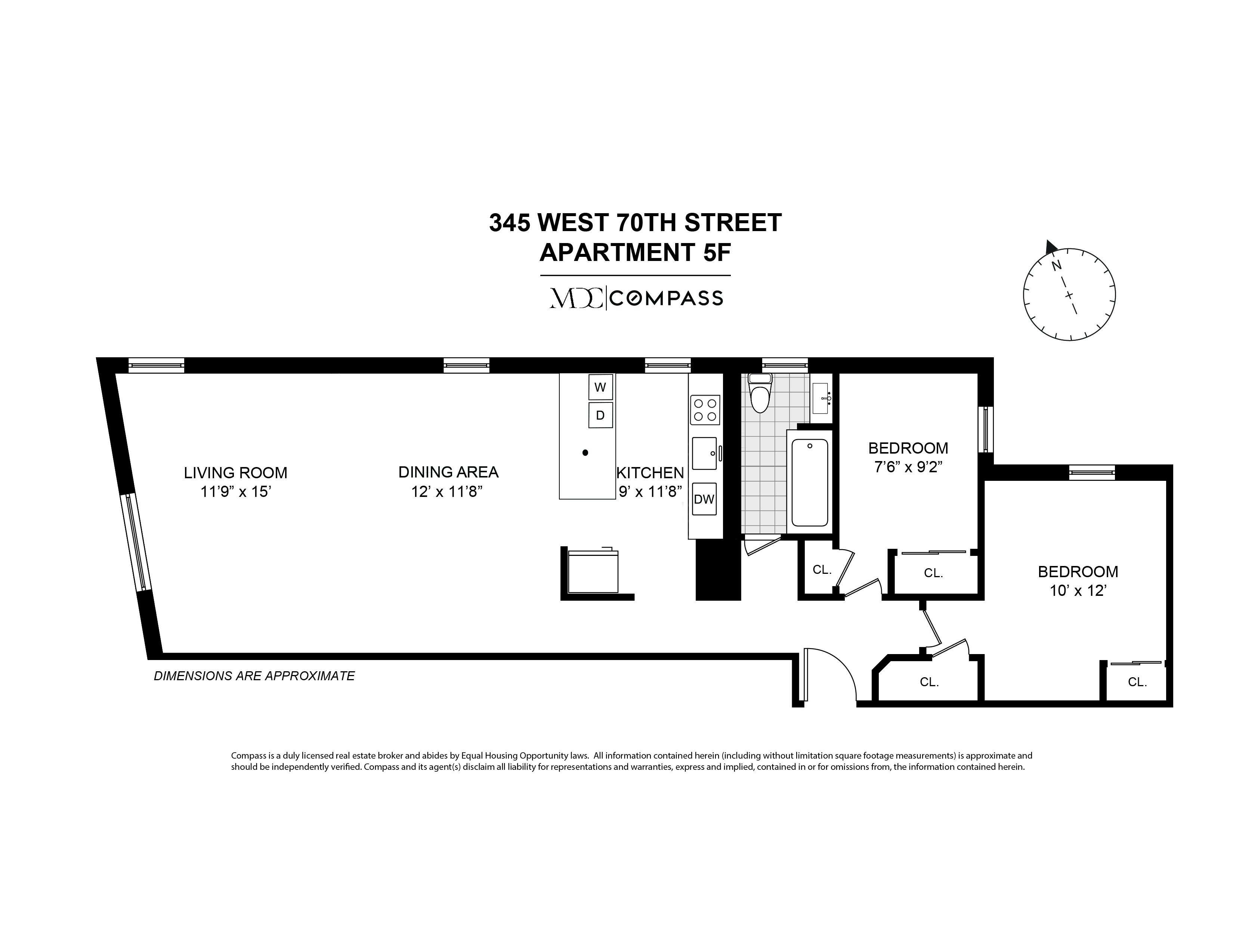 Floorplan for 345 West 70th Street, 5F