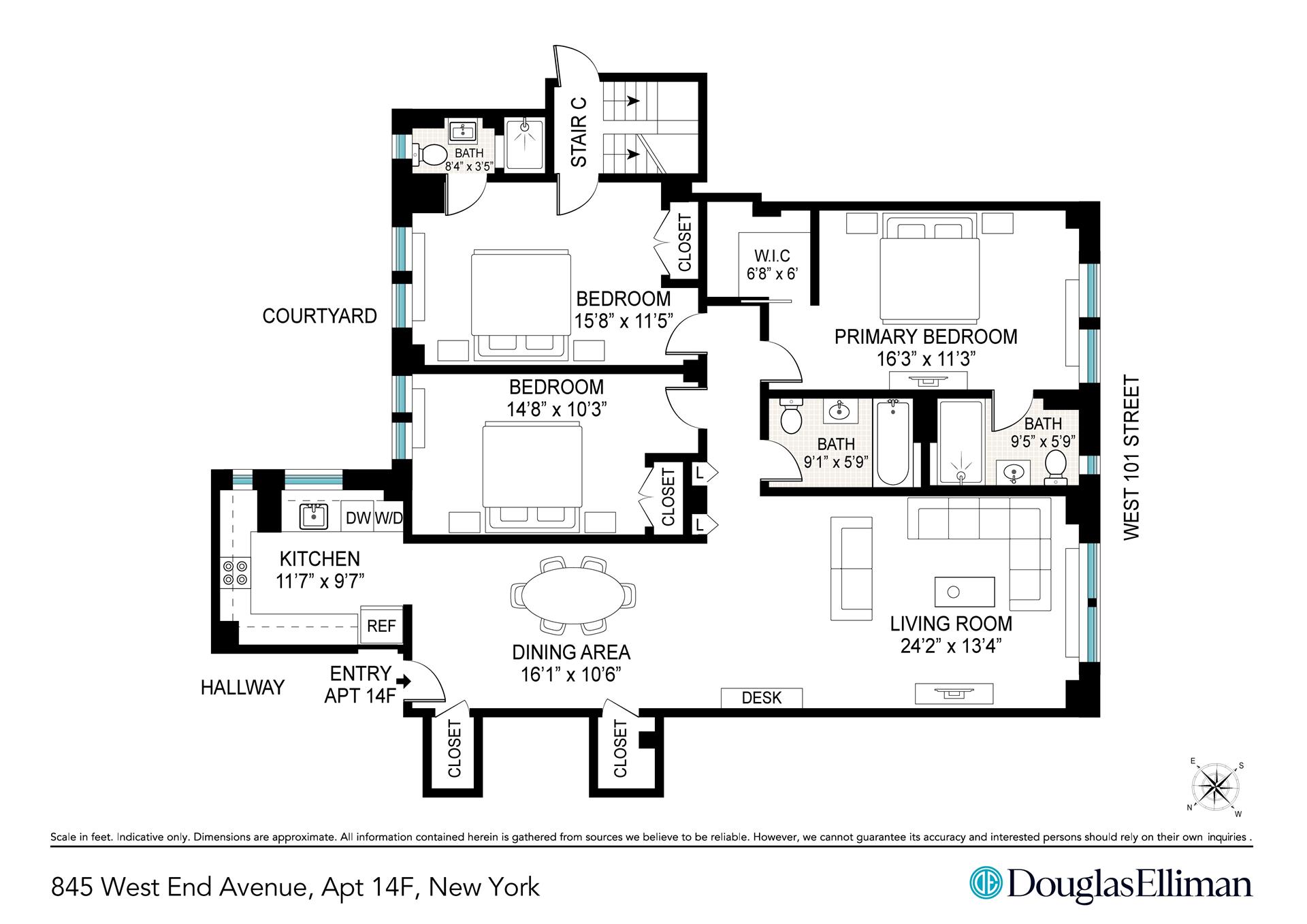 Floorplan for 845 West End Avenue, 14F