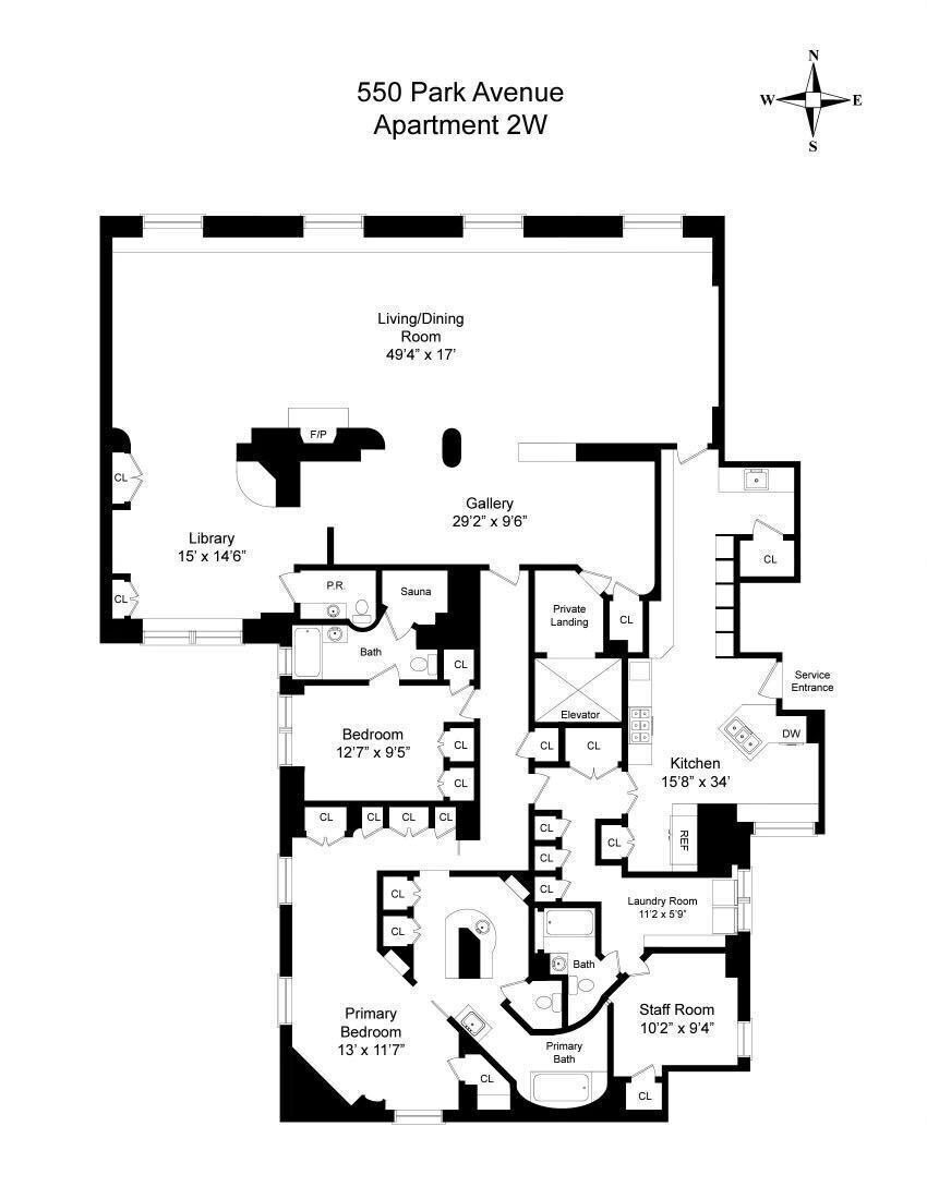 Floorplan for 550 Park Avenue, 2W