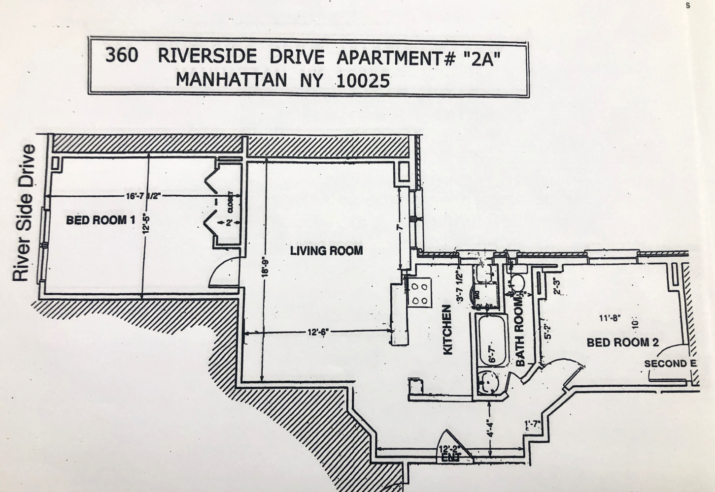 Floorplan for 360 Riverside Drive, 2A
