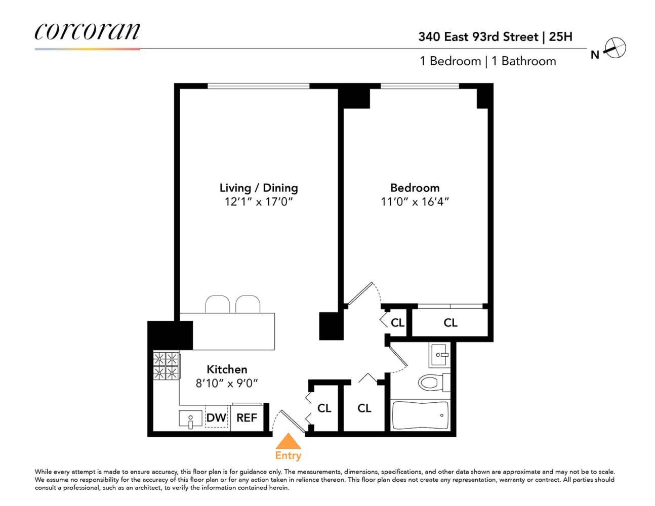 Floorplan for 340 East 93rd Street, 25H