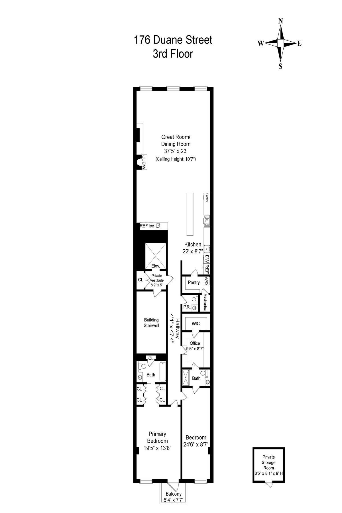 Floorplan for 176 Duane Street, 3RD FLOOR