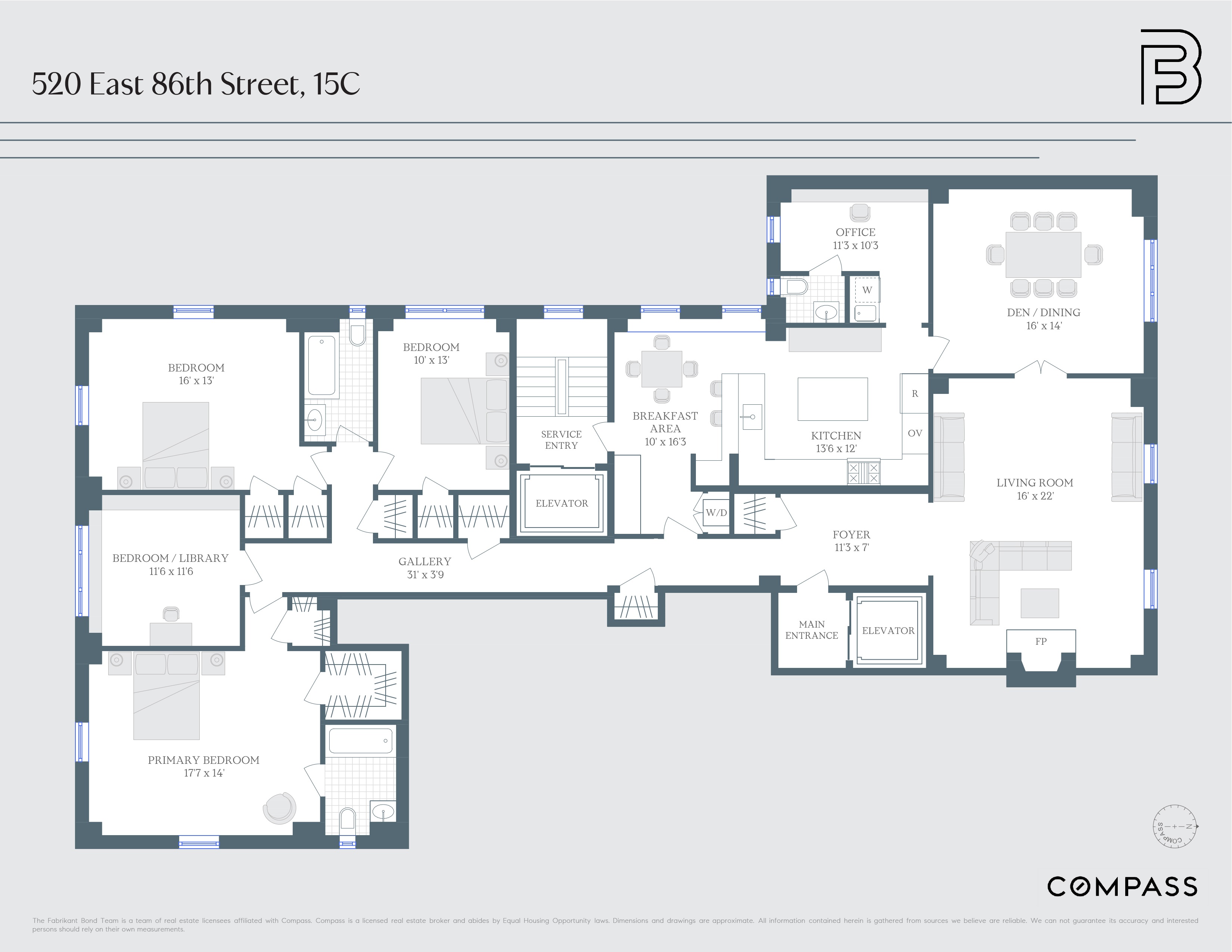 Floorplan for 520 East 86th Street, 15C