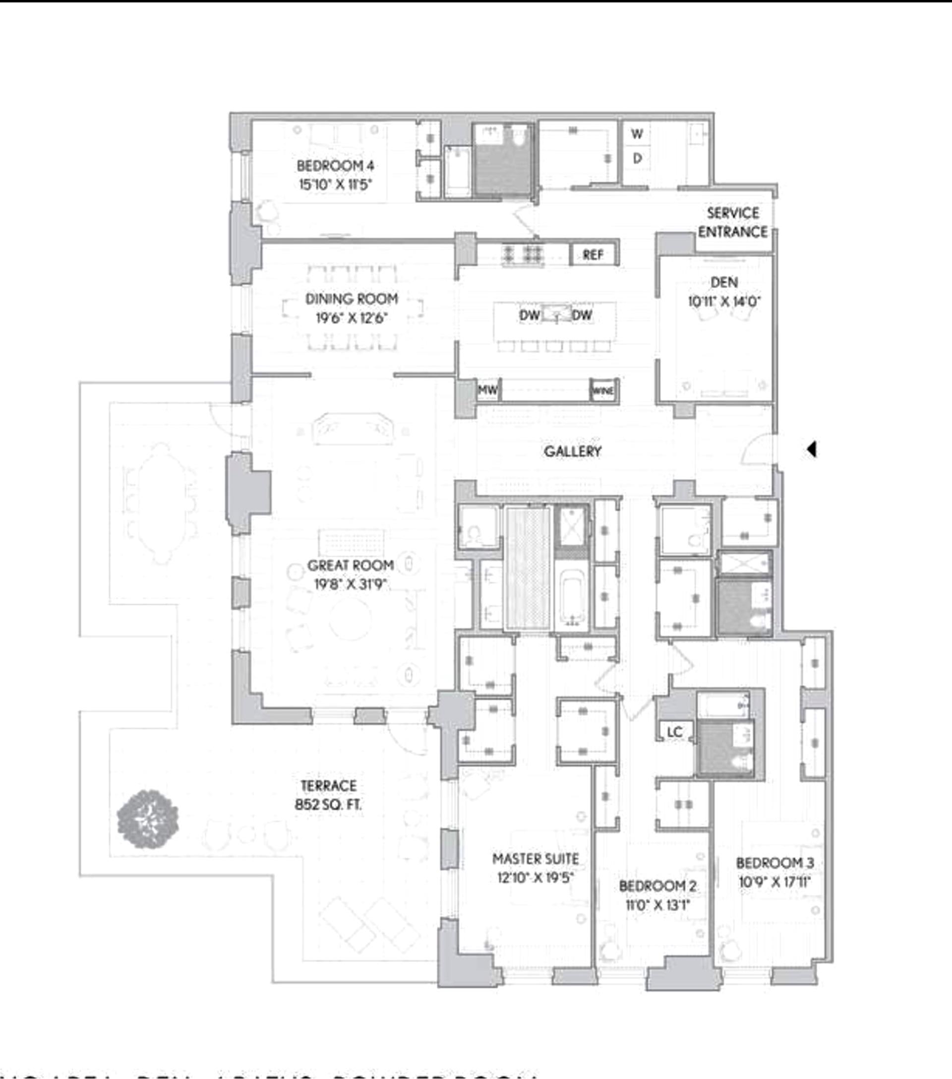 Floorplan for 100 Barclay Street, 19A