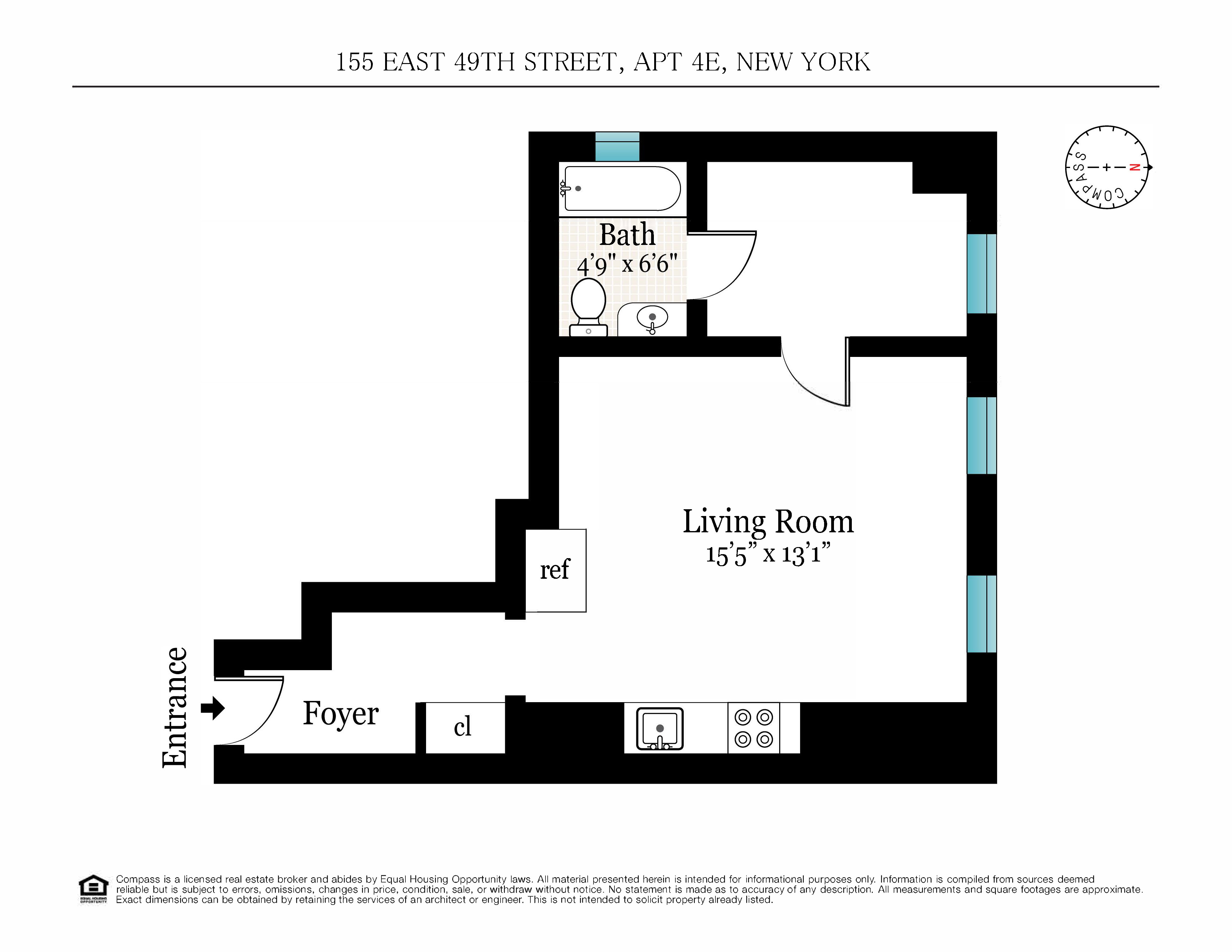 Floorplan for 155 East 49th Street, 4E