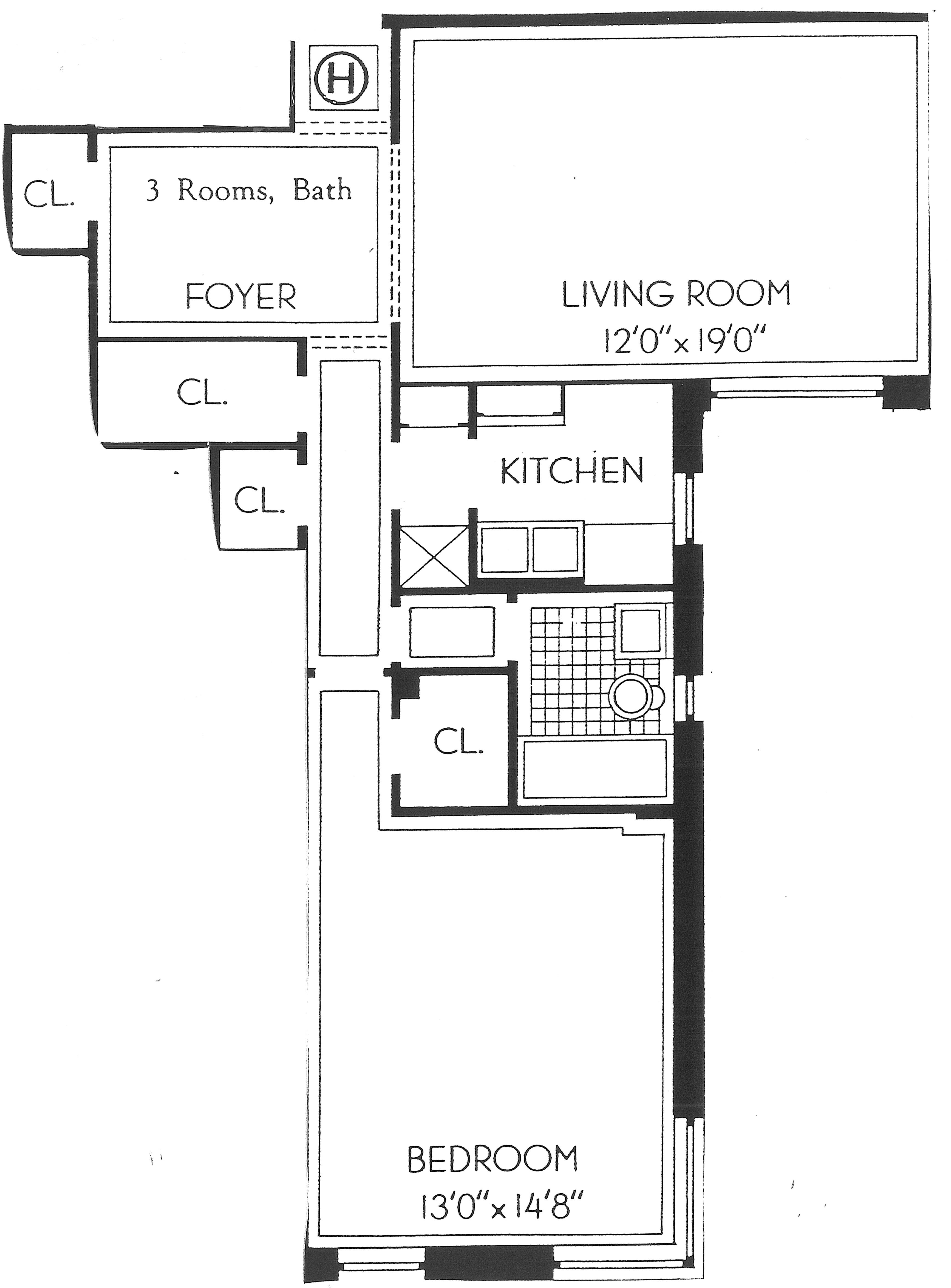 Floorplan for 251 Seaman Avenue, 2-H