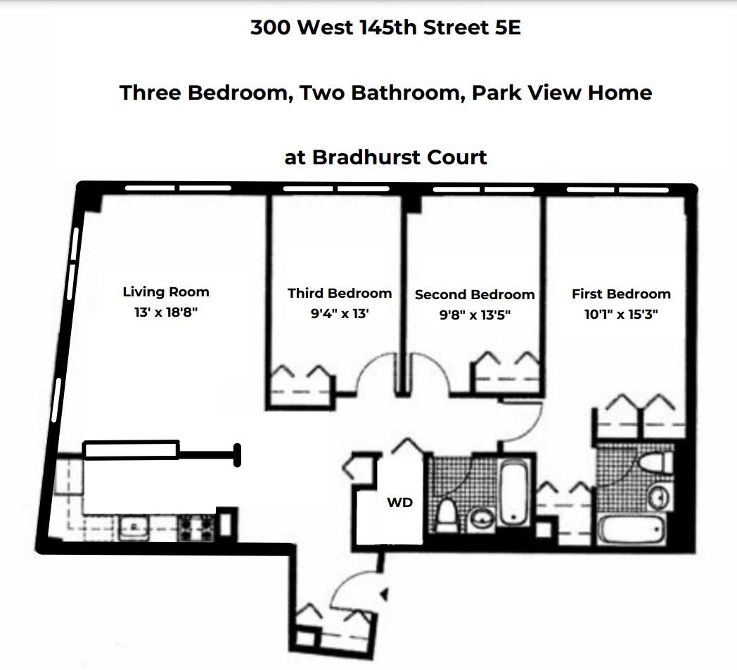 Floorplan for 300 West 145th Street, 5-E