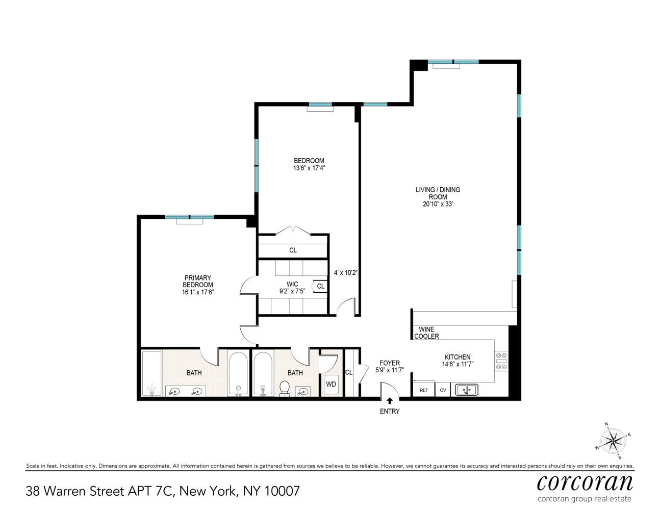 Floorplan for 38 Warren Street, 7C