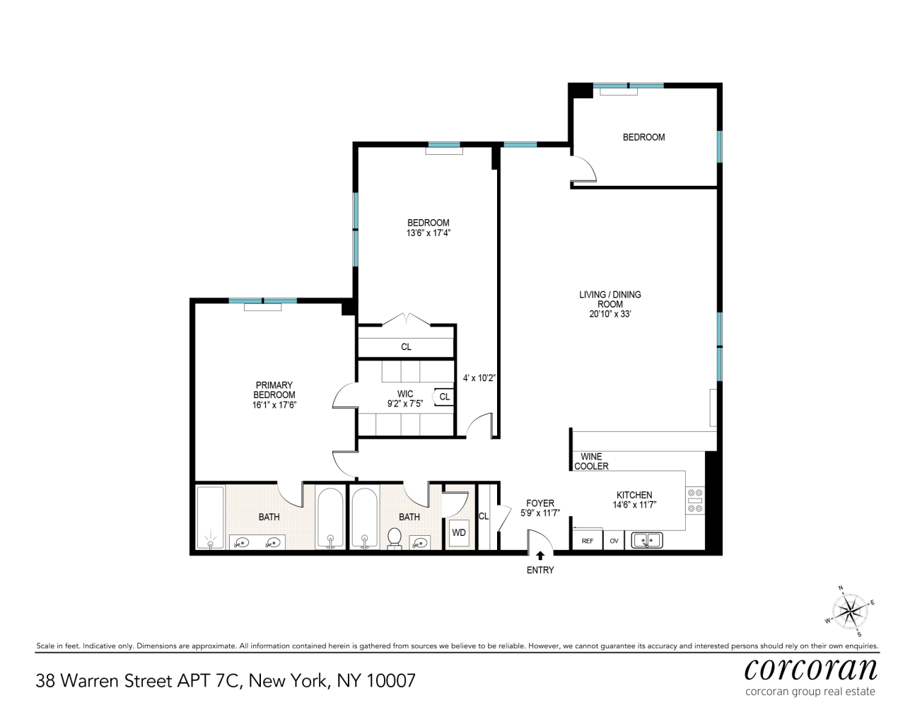 Floorplan for 38 Warren Street, 7C