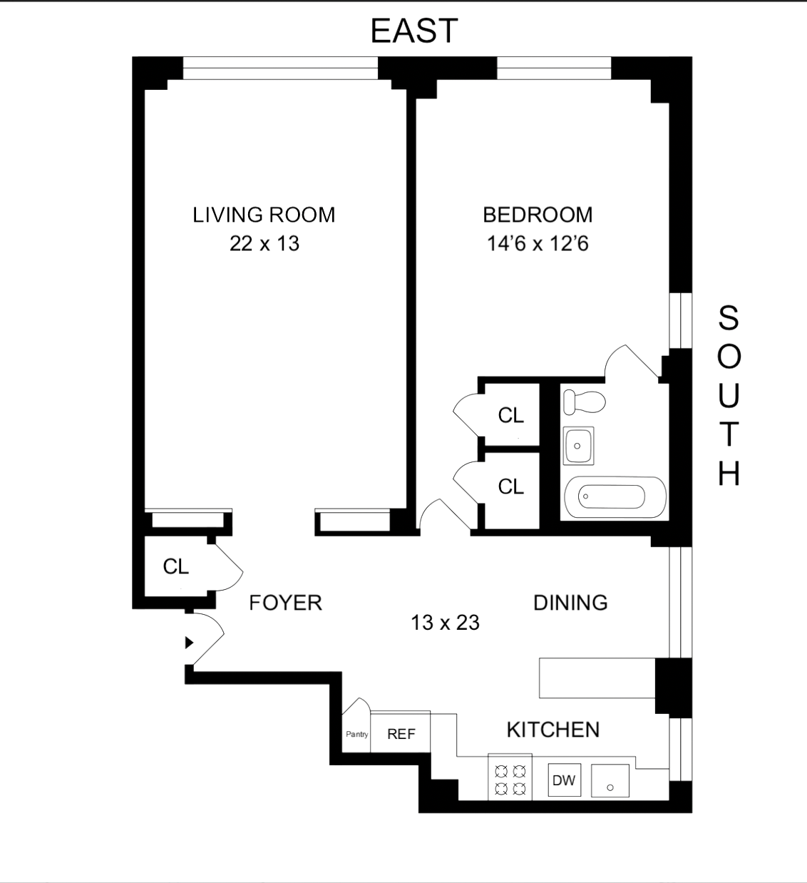 Floorplan for 45 West 54th Street, 10B