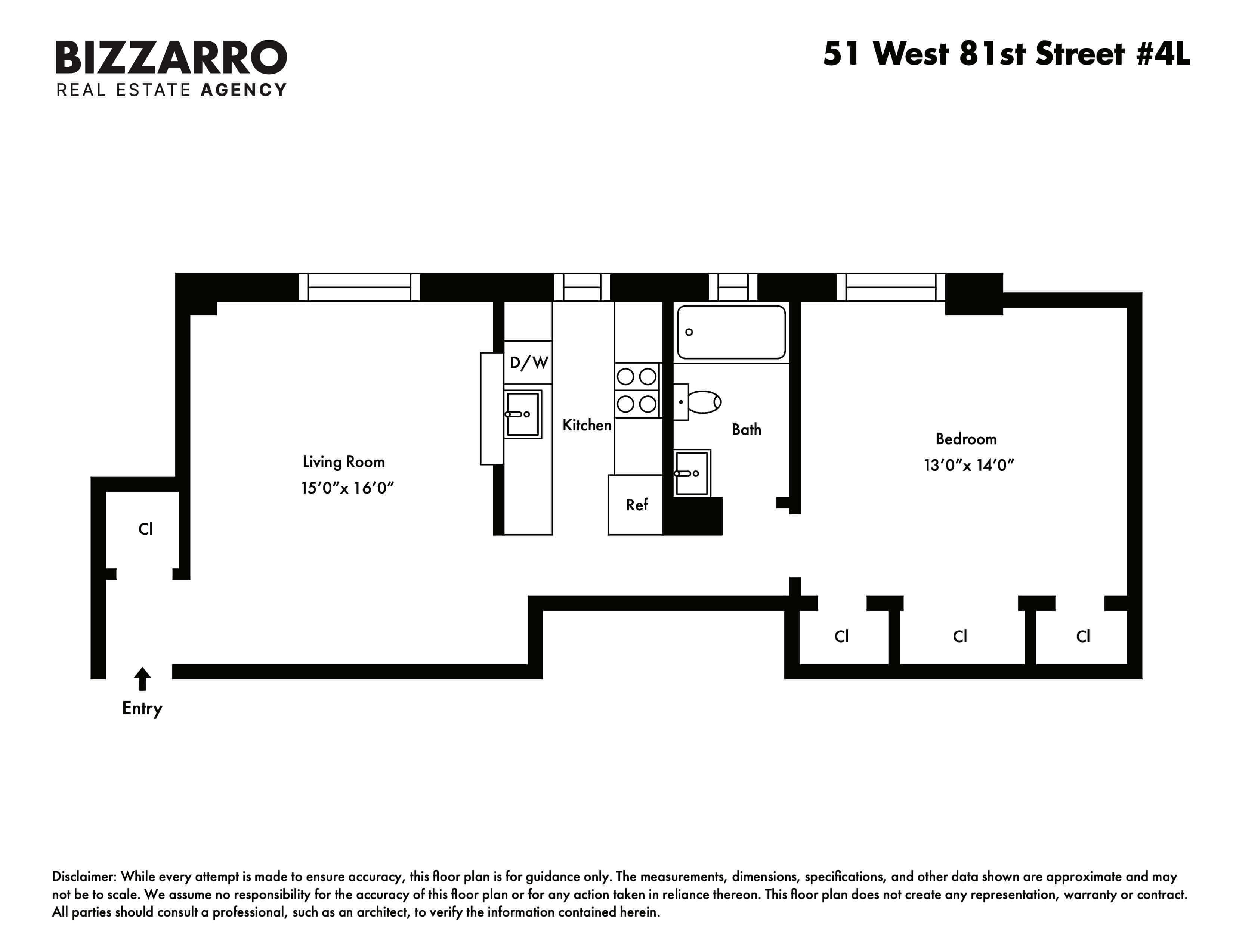 Floorplan for 51 West 81st Street, 4L