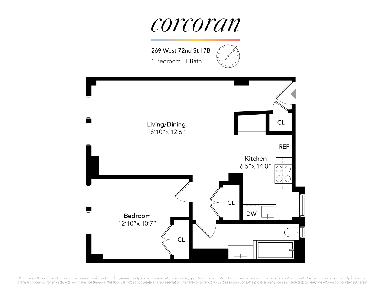 Floorplan for 269 West 72nd Street, 7B