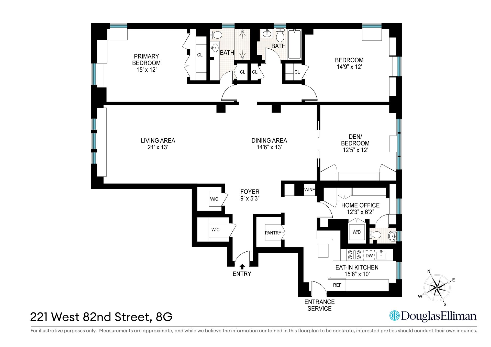 Floorplan for 221 West 82nd Street, 8G
