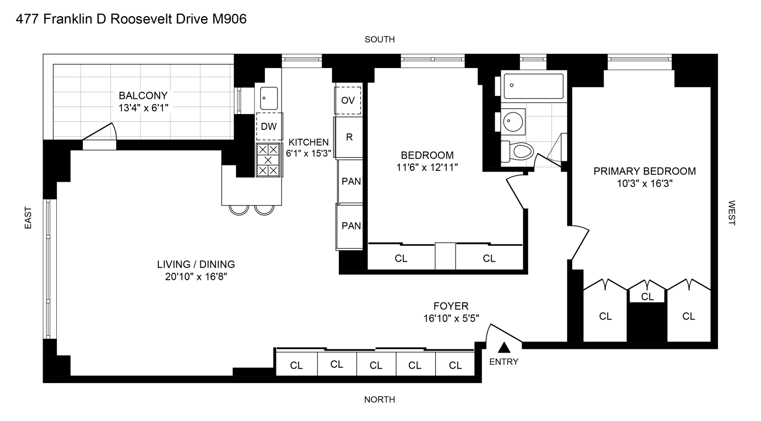 Floorplan for 477 FDR Drive, M906