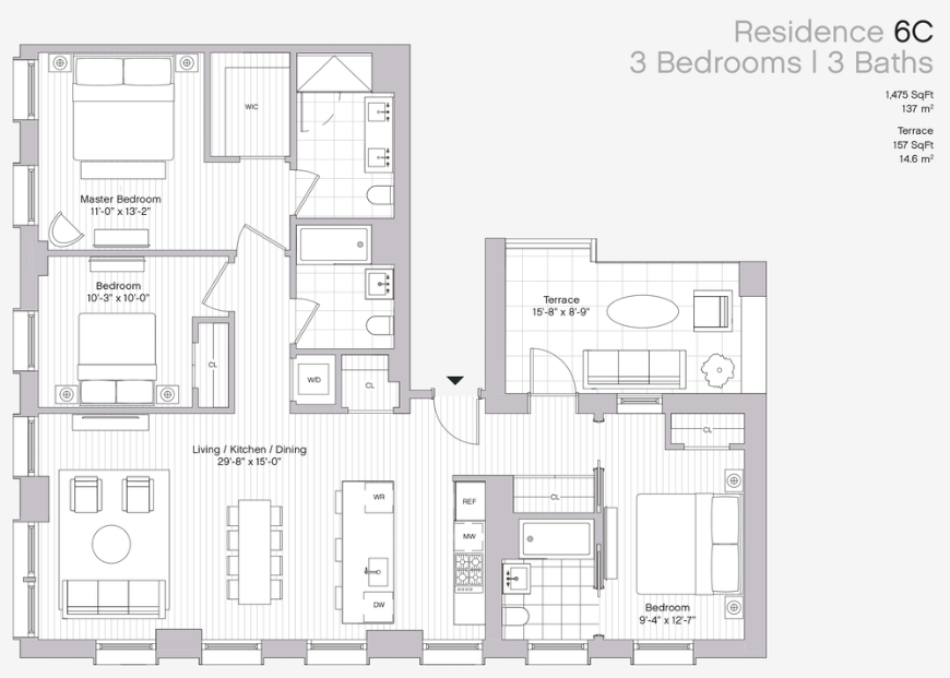 Floorplan for 45 East 7th Street, 6C