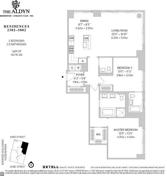 Floorplan for 60 Riverside Boulevard, 2802