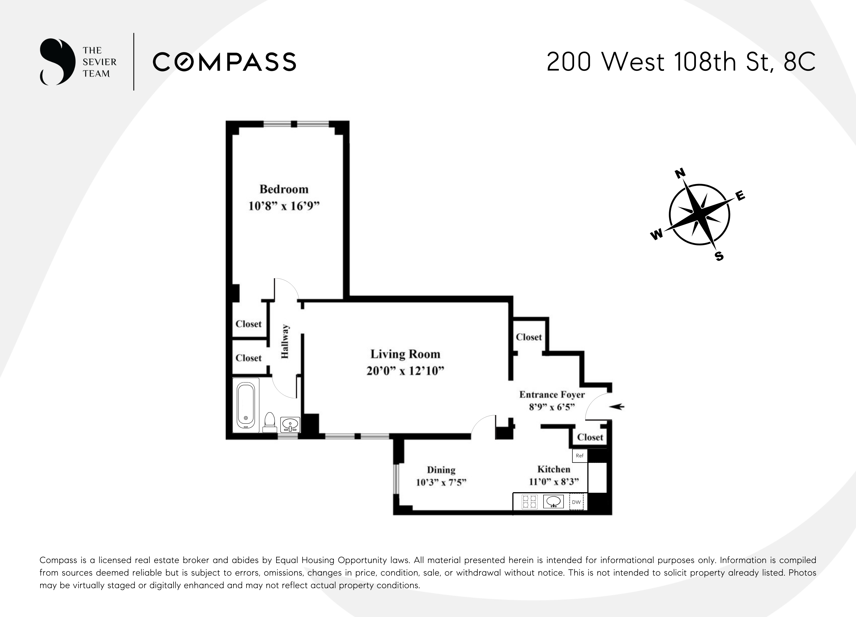 Floorplan for 200 West 108th Street, 8C
