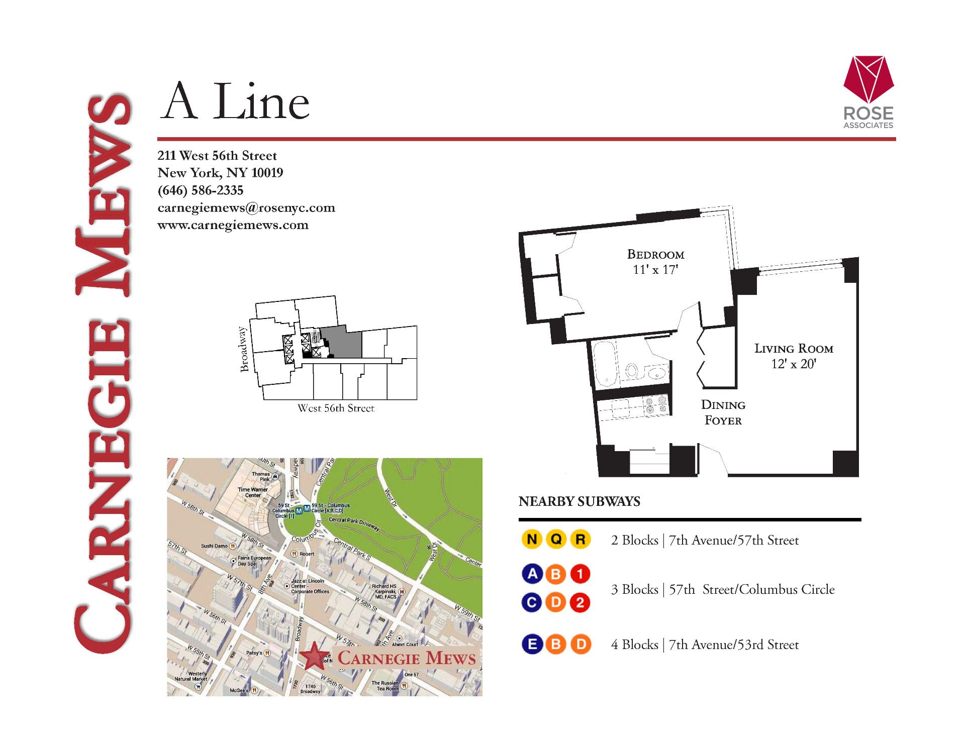 Floorplan for 211 West 56th Street, A-08