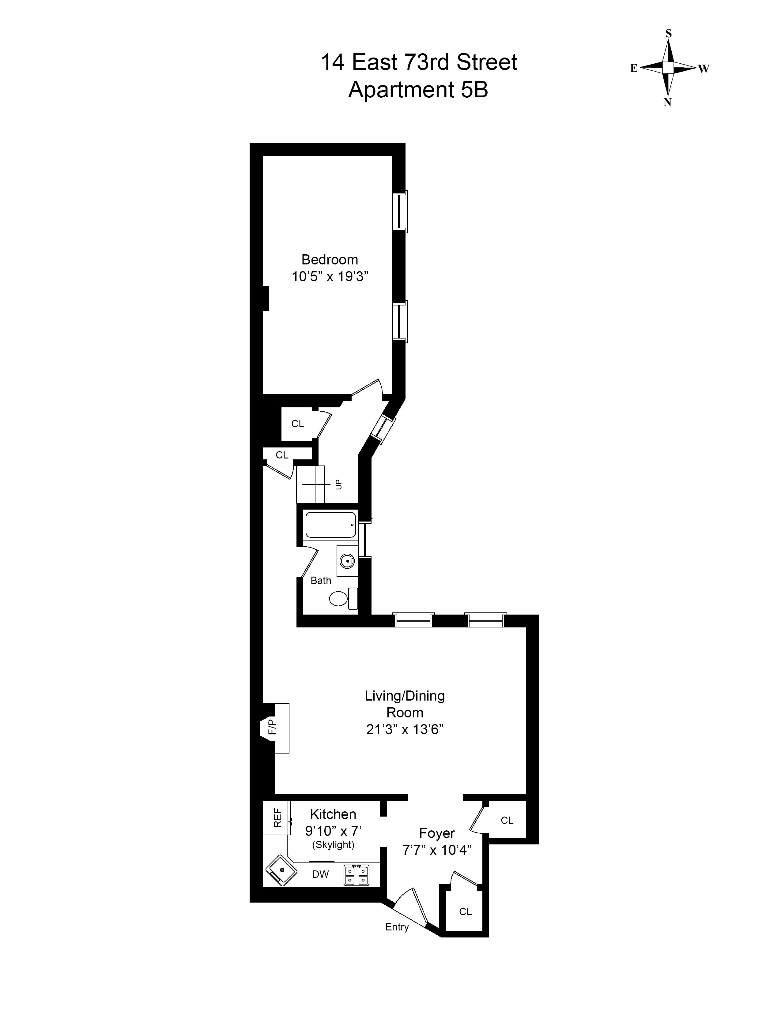 Floorplan for 14 East 73rd Street, 5B