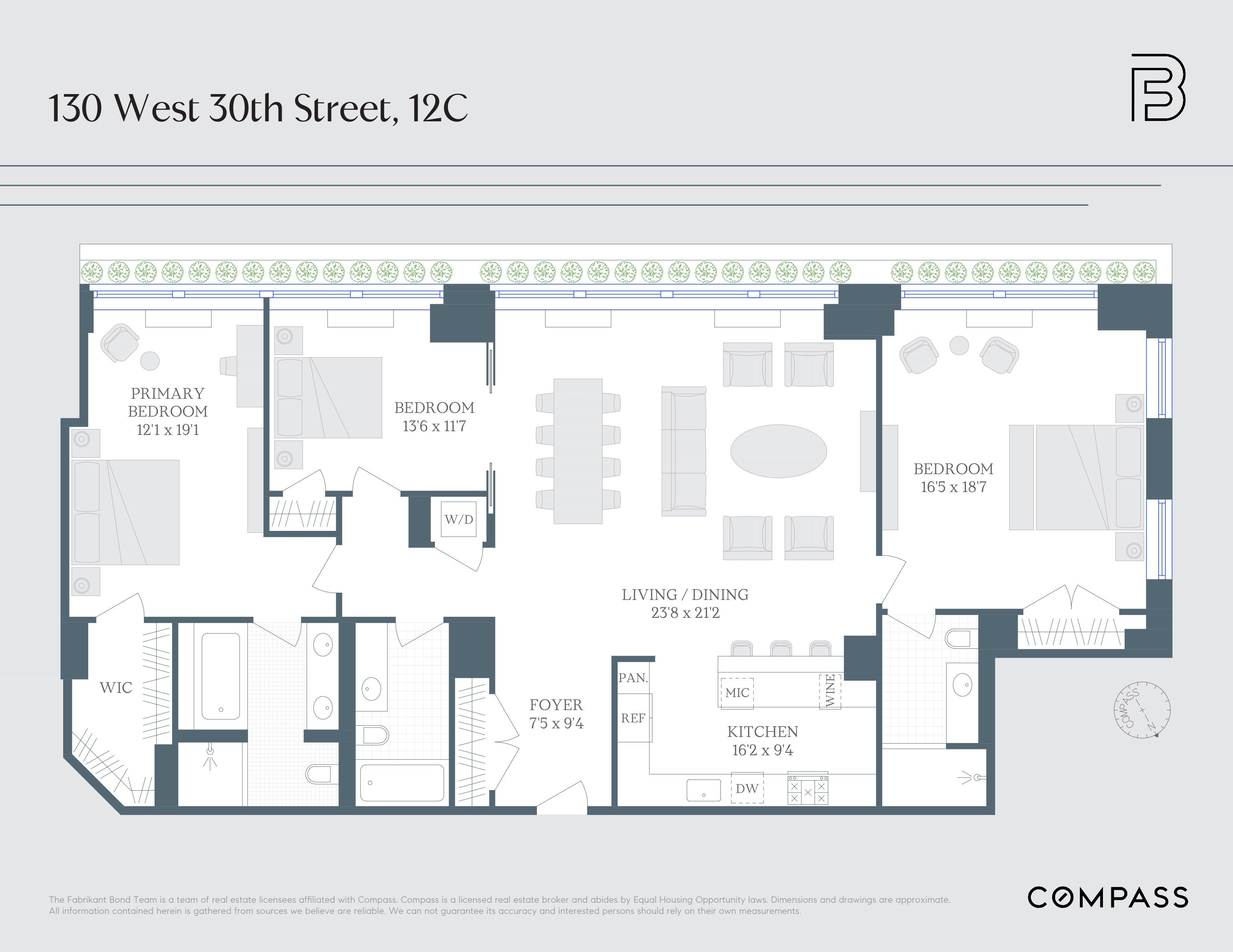 Floorplan for 130 West 30th Street, 12C