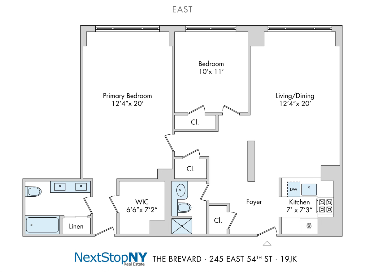 Floorplan for 245 East 54th Street, 19JK