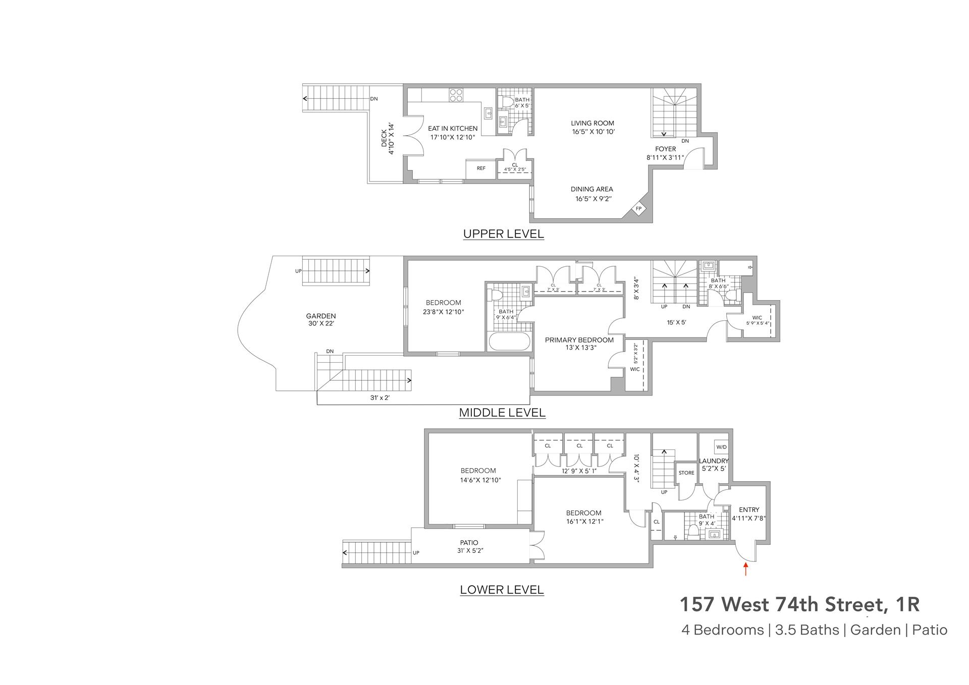 Floorplan for 157 West 74th Street, 1R