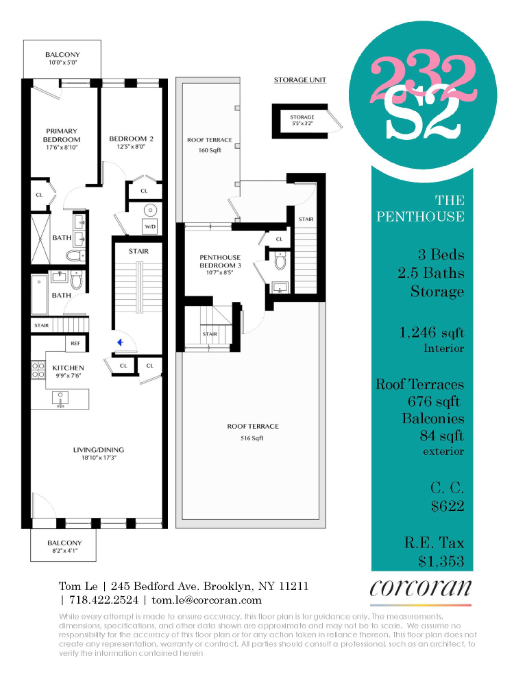 Floorplan for 232 South 2nd Street, PH