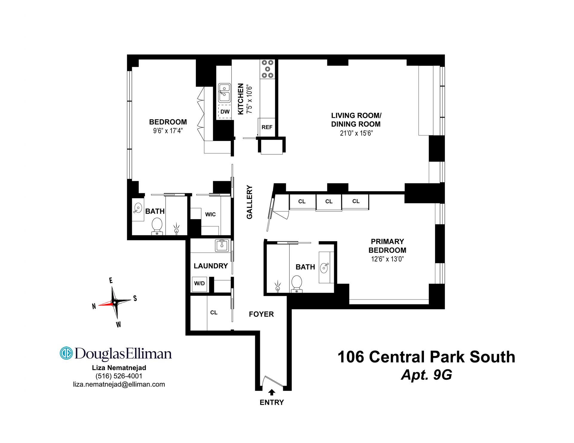 Floorplan for 106 Central Park, 9G