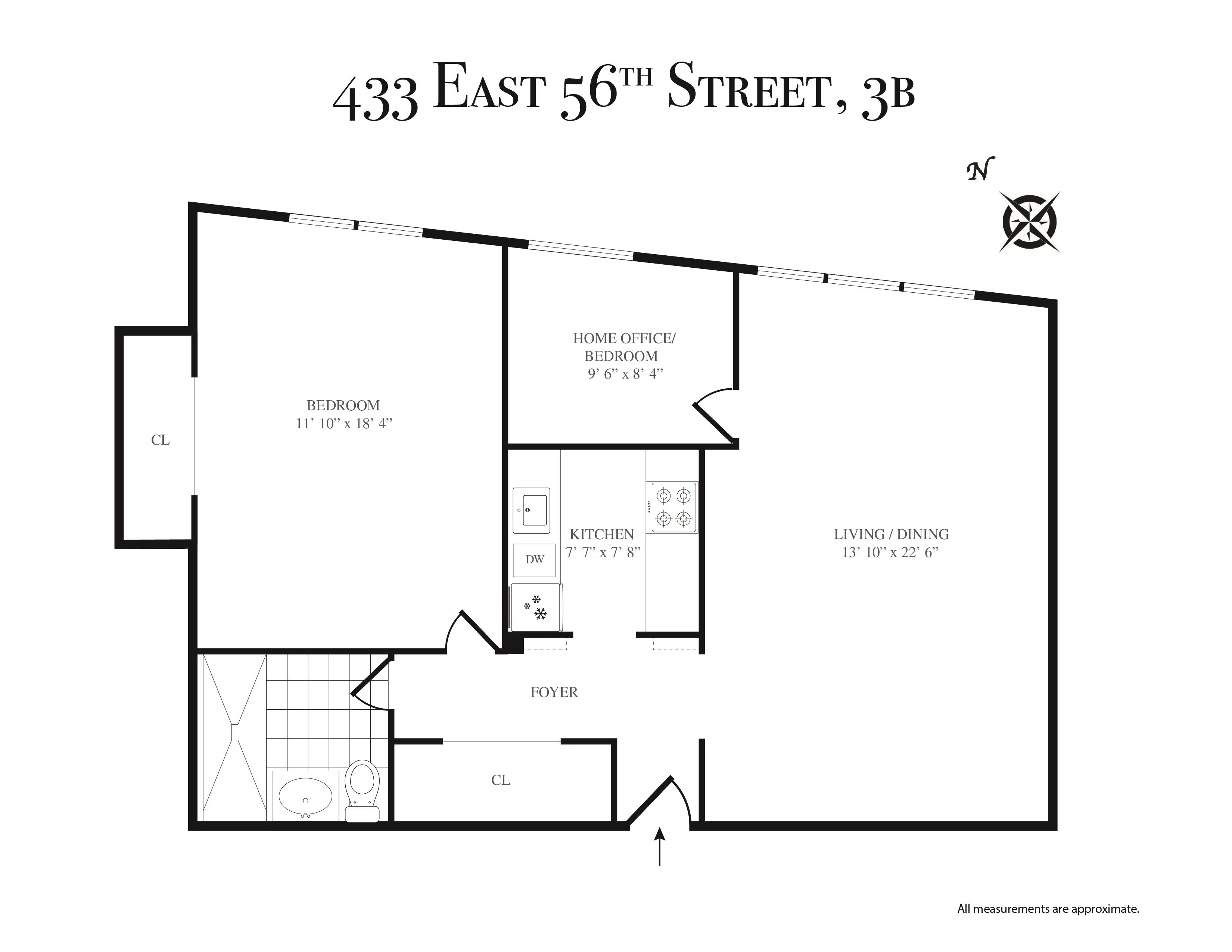 Floorplan for 433 East 56th Street, 3-B