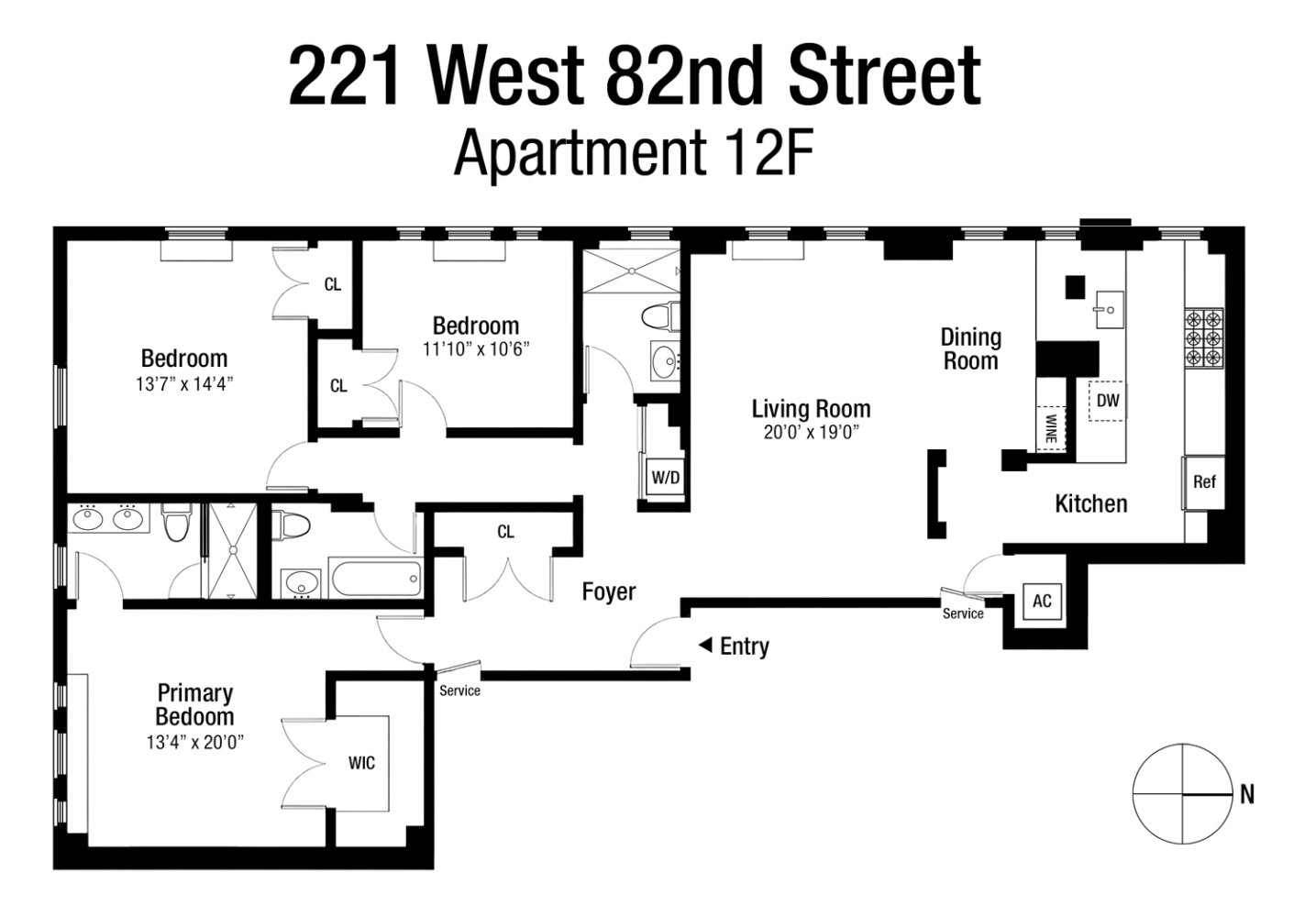 Floorplan for 221 West 82nd Street, 12F