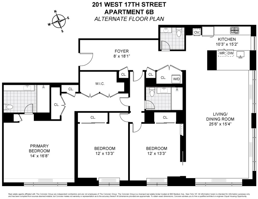 Floorplan for 201 West 17th Street, 6B