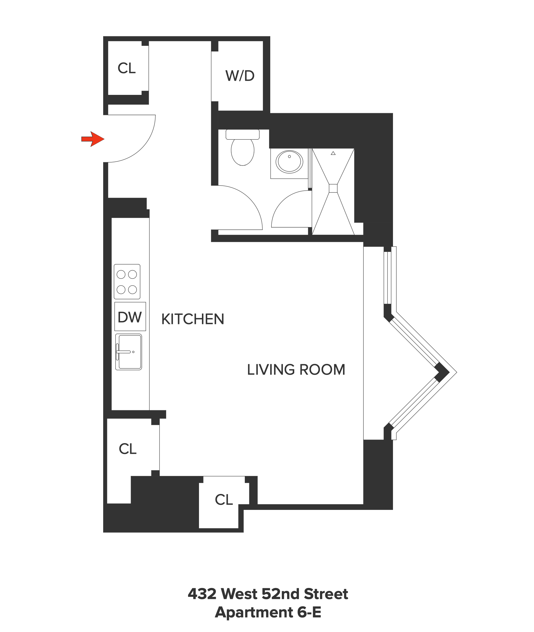 Floorplan for 432 West 52nd Street, 6E