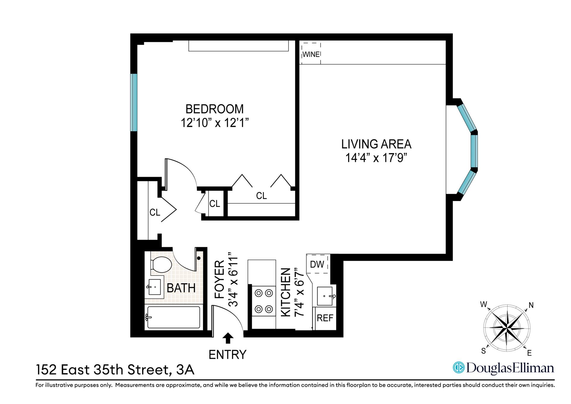 Floorplan for 152 East 35th Street, 3A