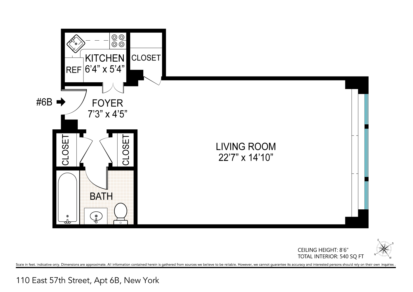 Floorplan for 110 East 57th Street, 6B