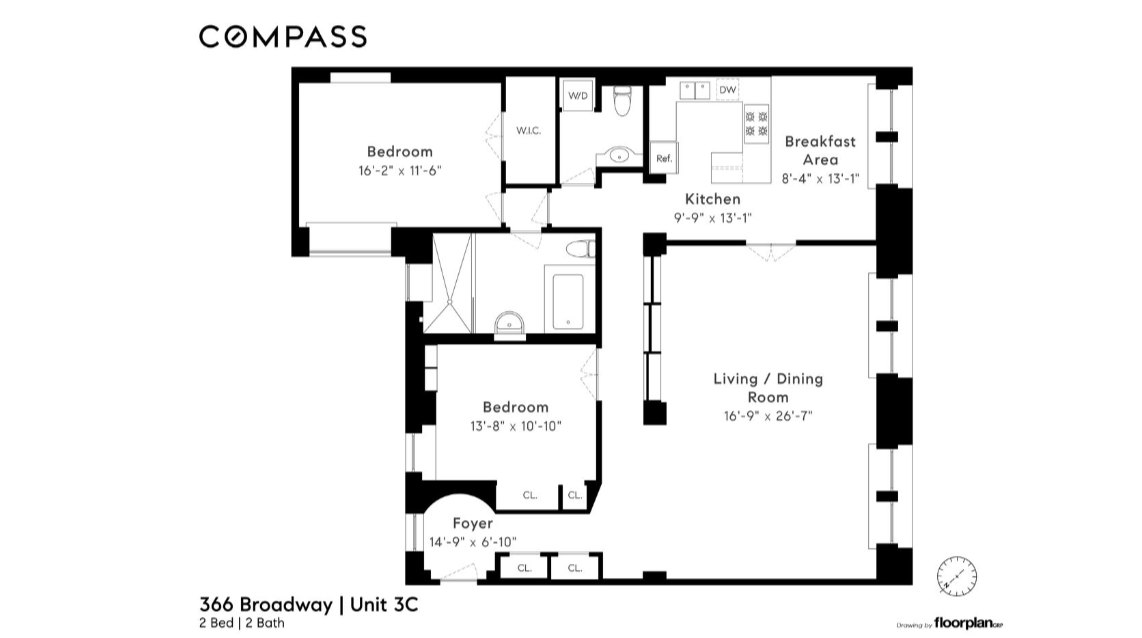 Floorplan for 366 Broadway, 3C