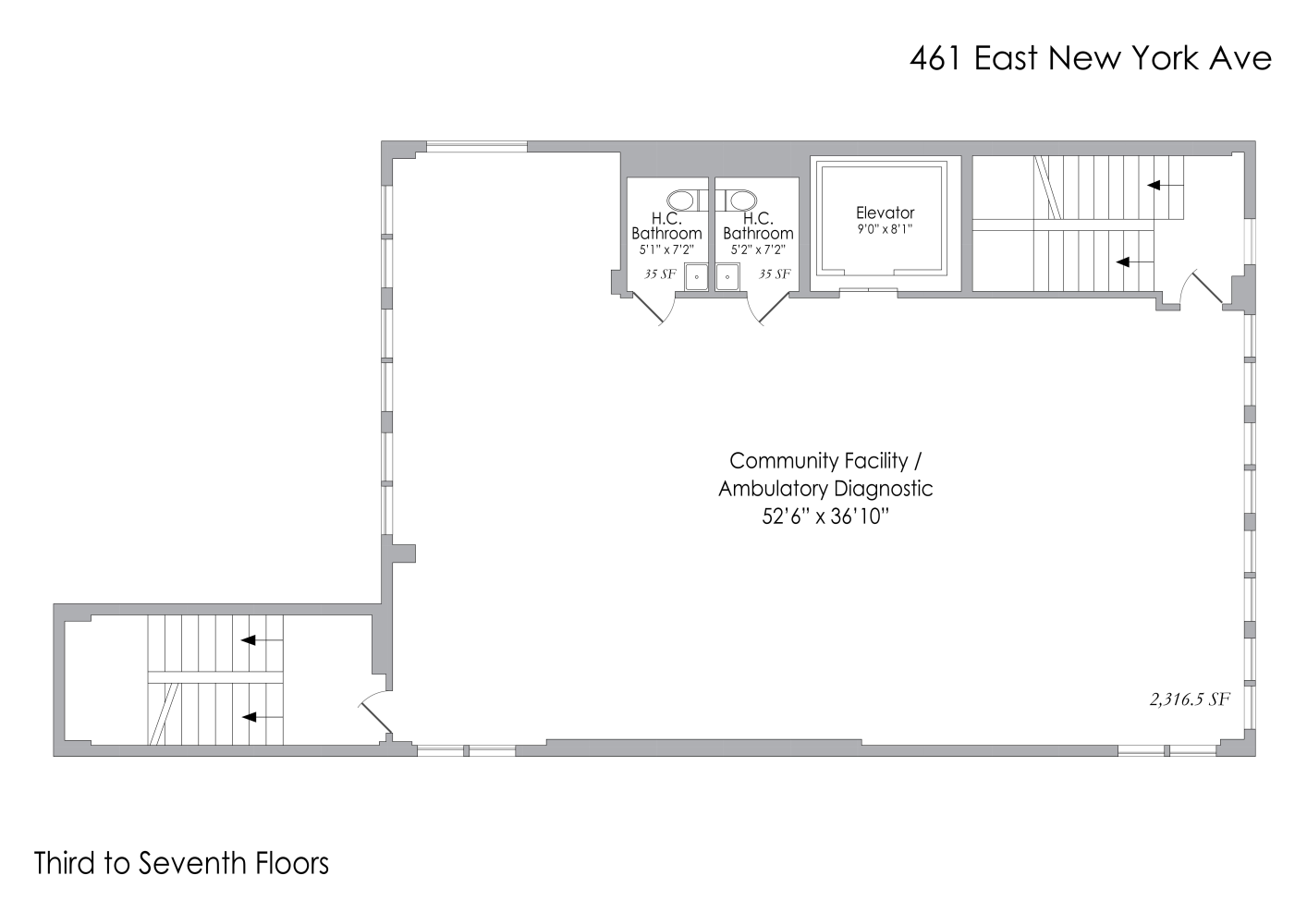 Floorplan for 461 East New York Avenue 3rd Floor