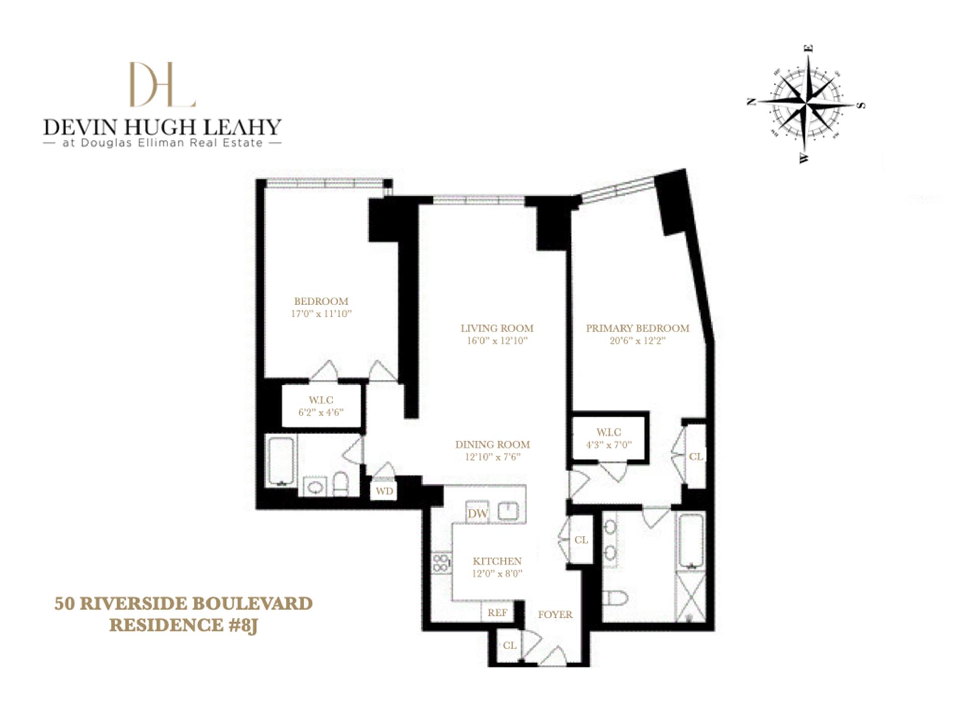 Floorplan for 50 Riverside Boulevard, 8J