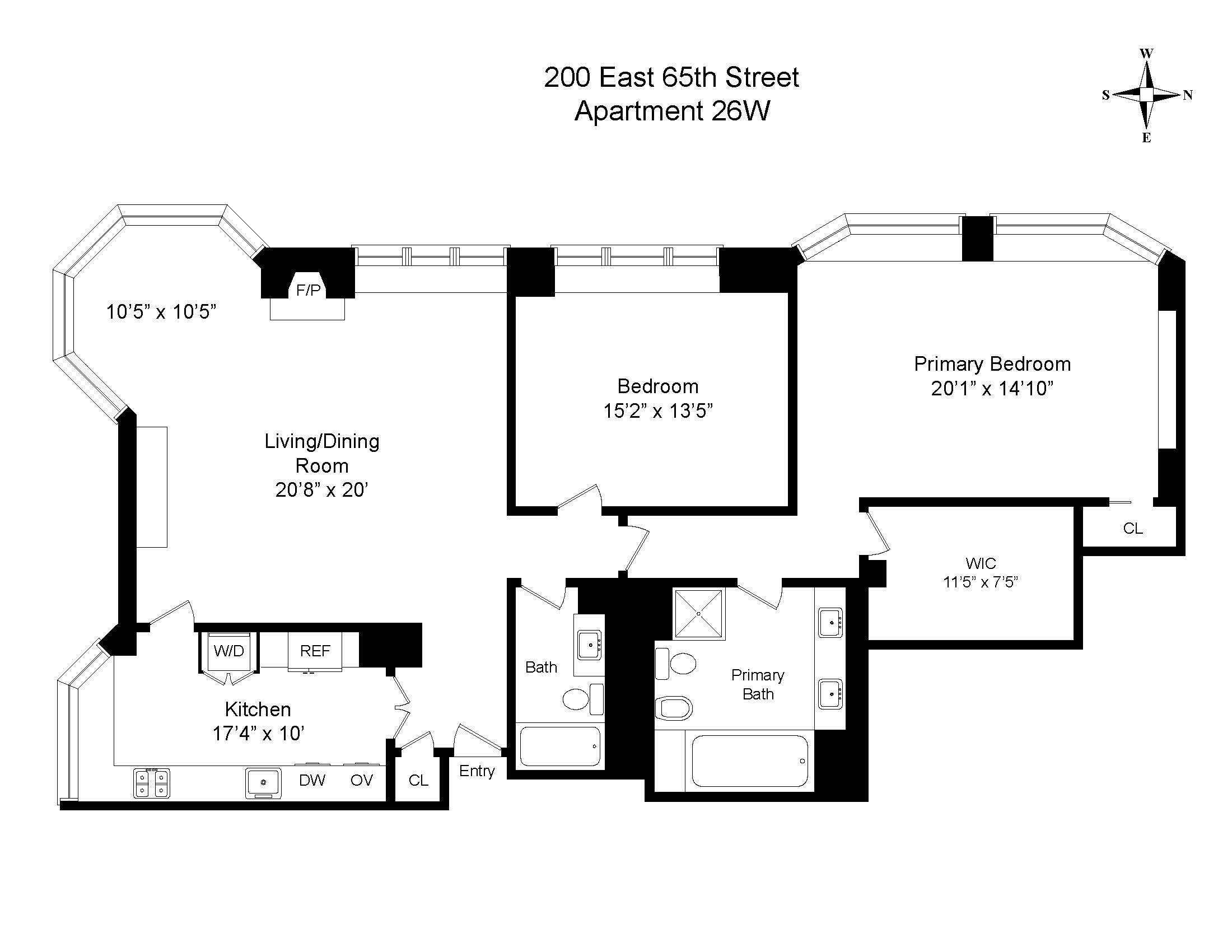 Floorplan for 200 East 65th Street, 26W