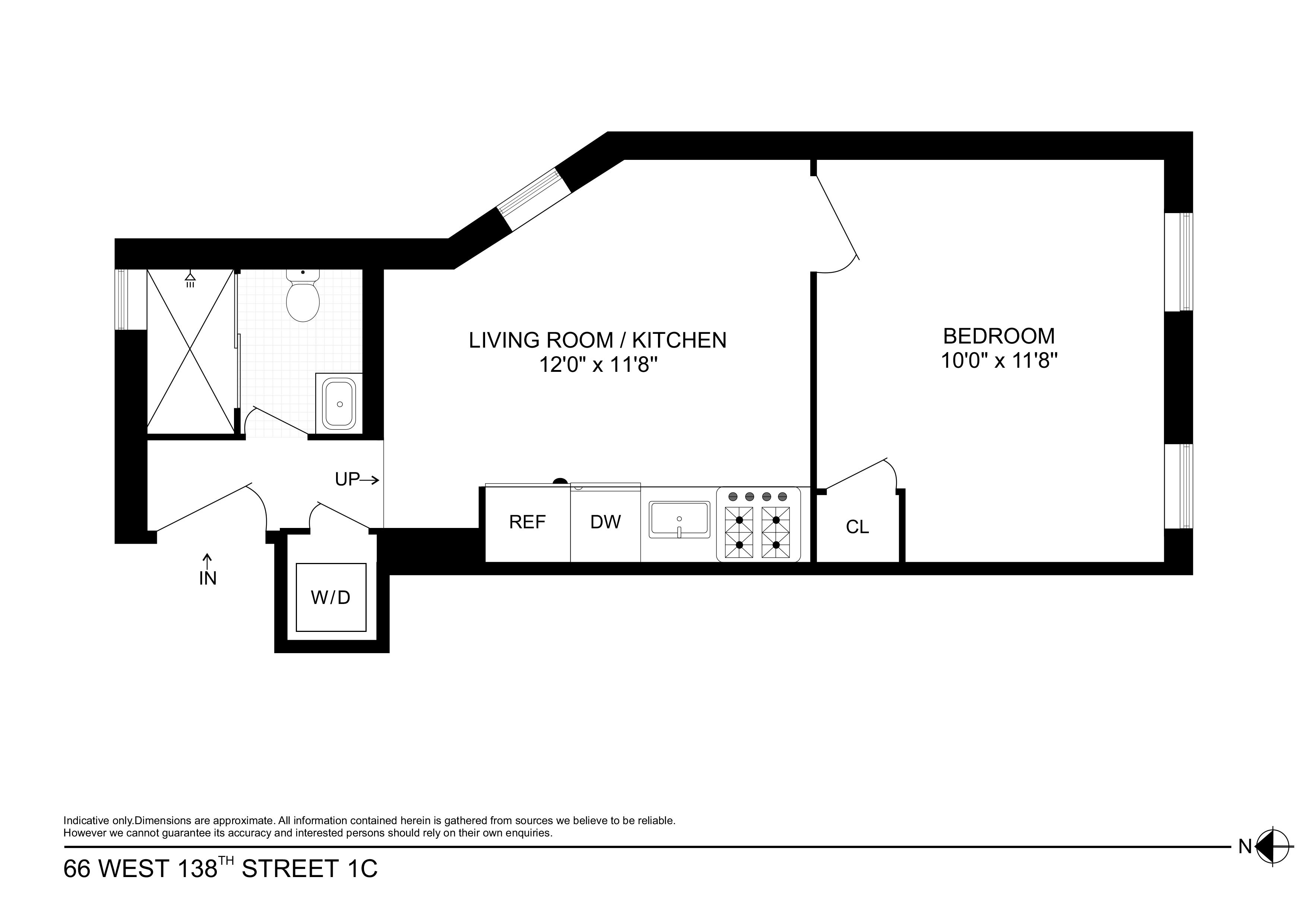 Floorplan for 66 West 138th Street, 1C