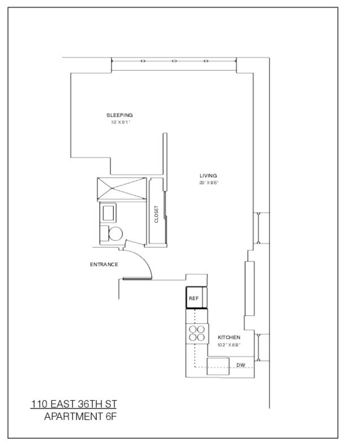 Floorplan for 110 East 36th Street, 6-F