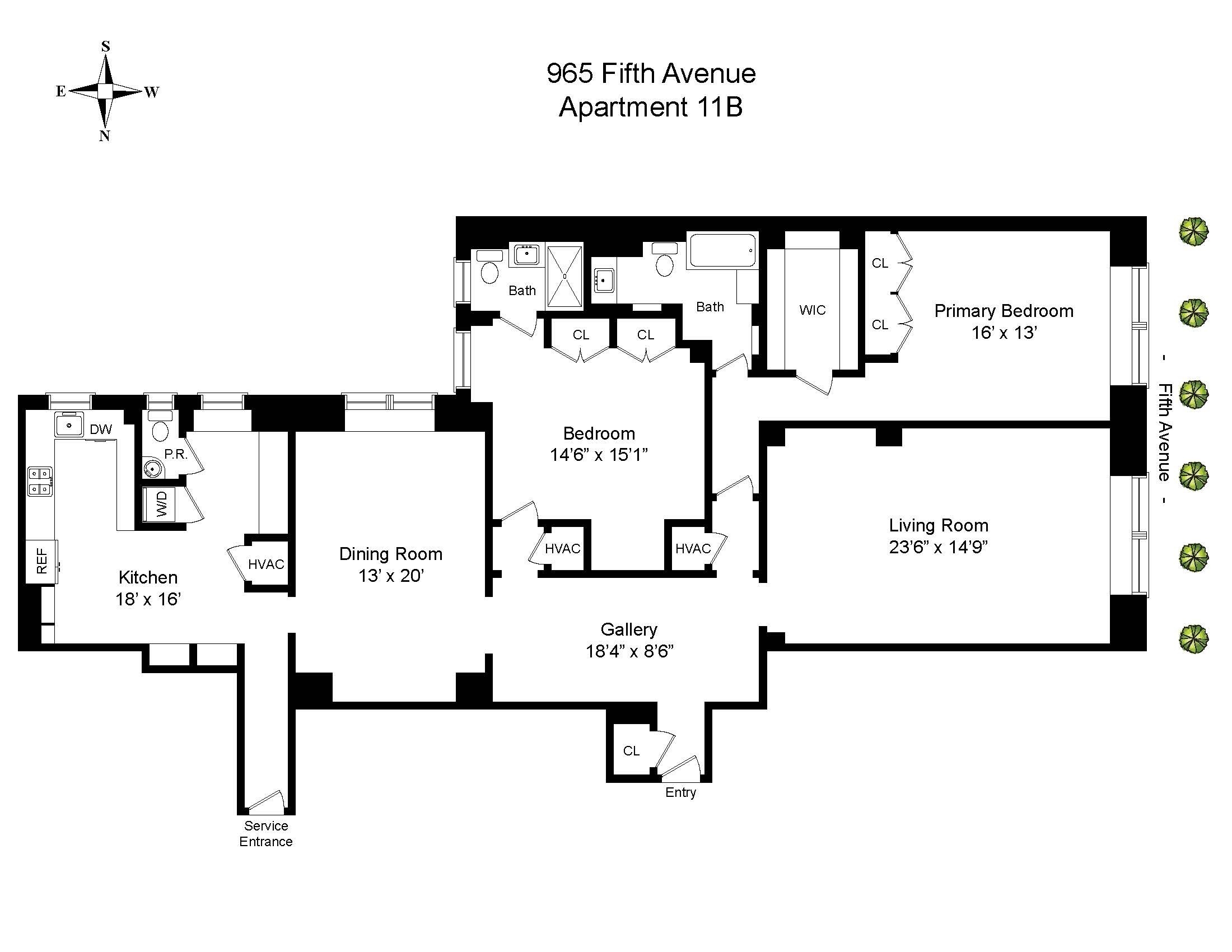 Floorplan for 965 Fifth Avenue, 11B