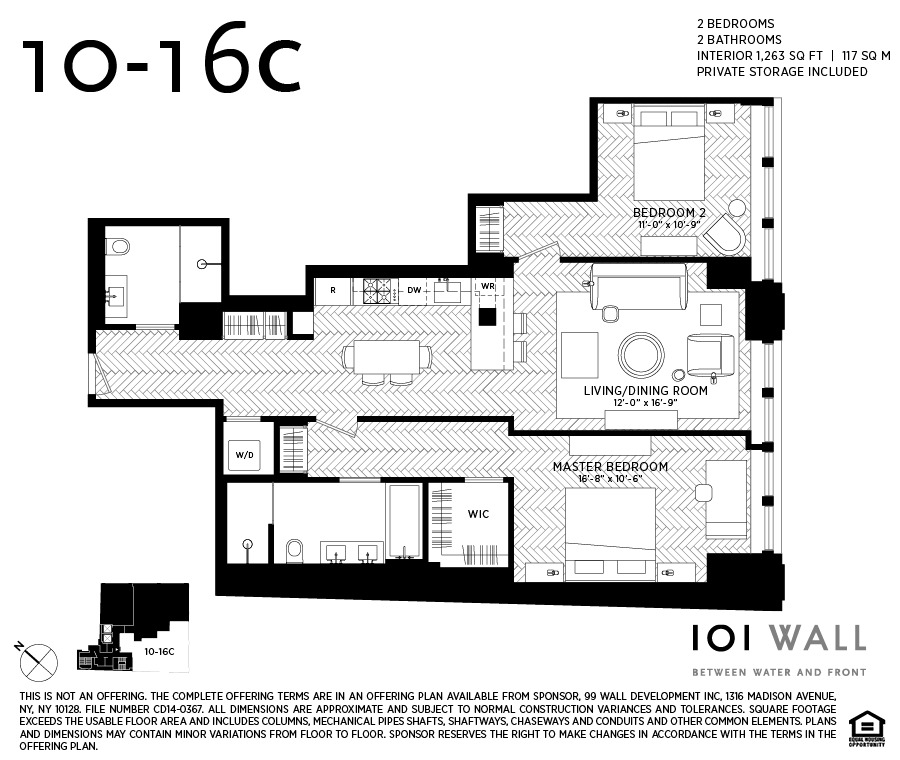 Floorplan for 101 Wall Street, 11C