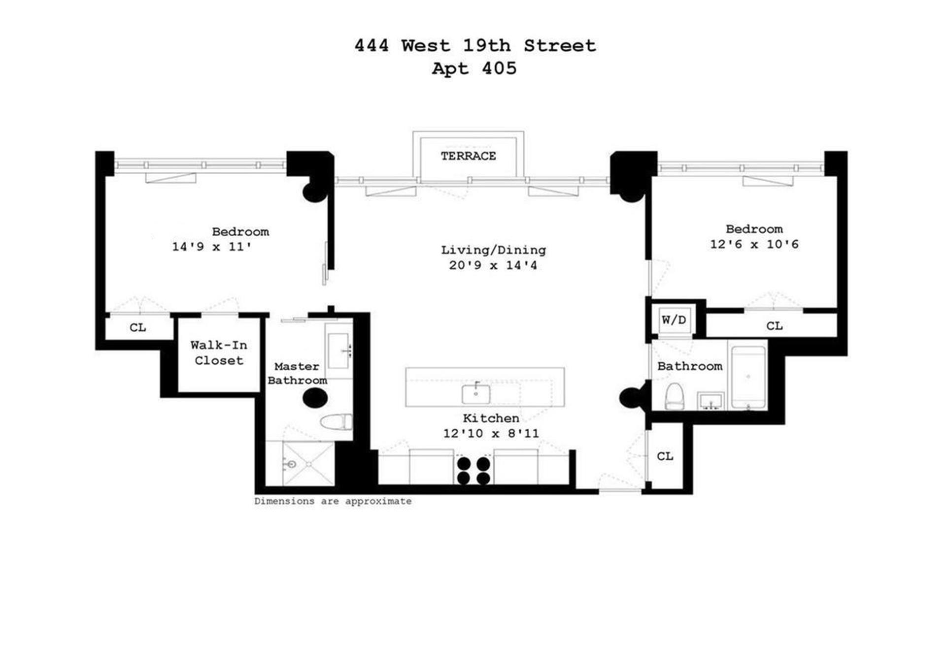 Floorplan for 444 West 19th Street, 405