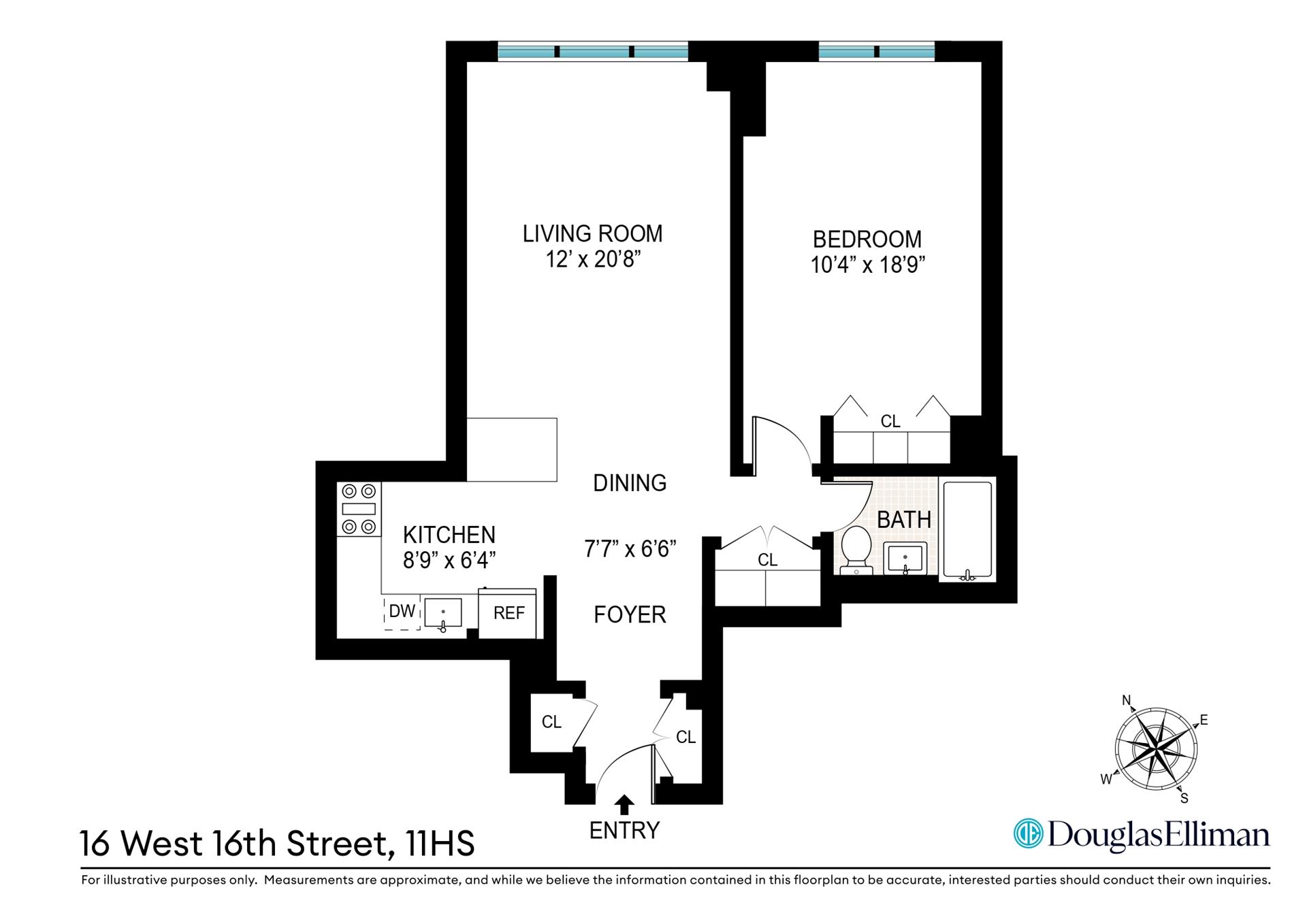 Floorplan for 16 West 16th Street, 11HS