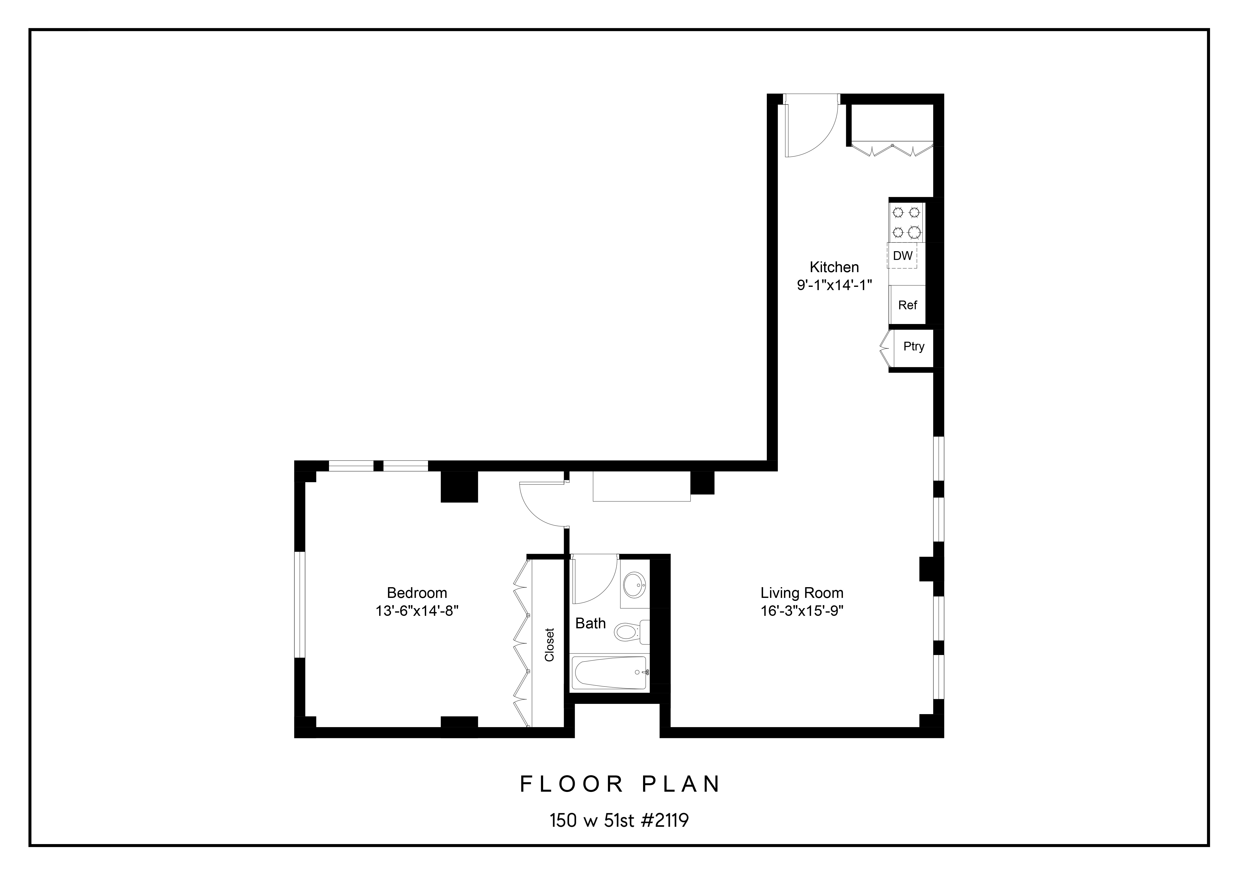 Floorplan for 150 West 51st Street, 2119