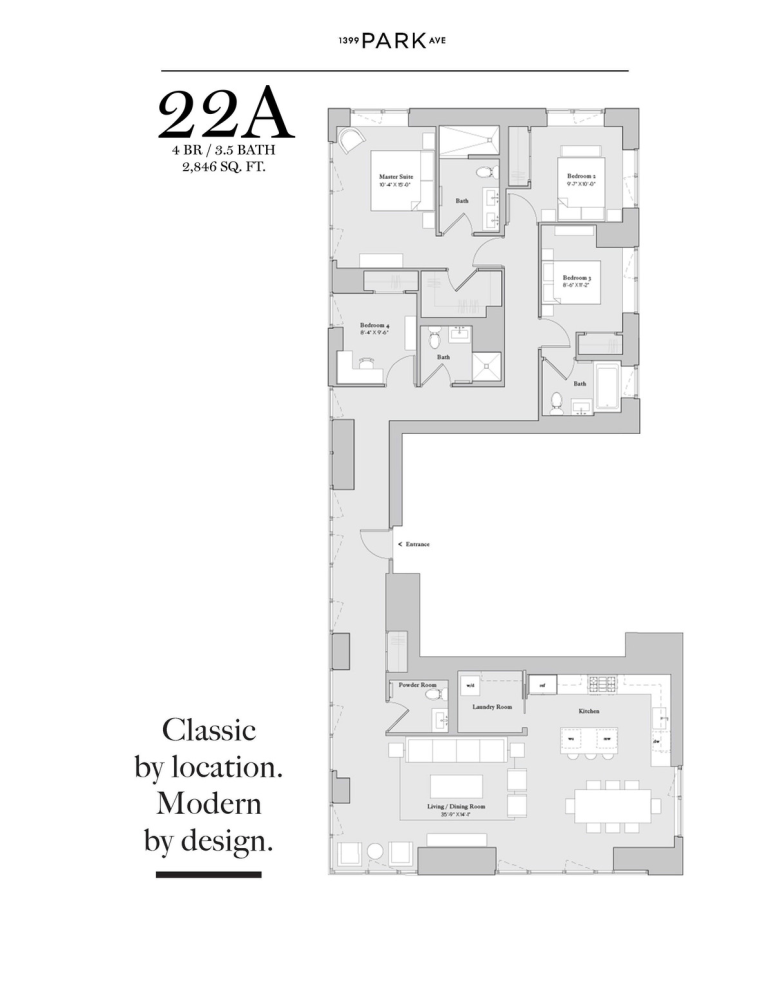 Floorplan for 1399 Park Avenue, 22A