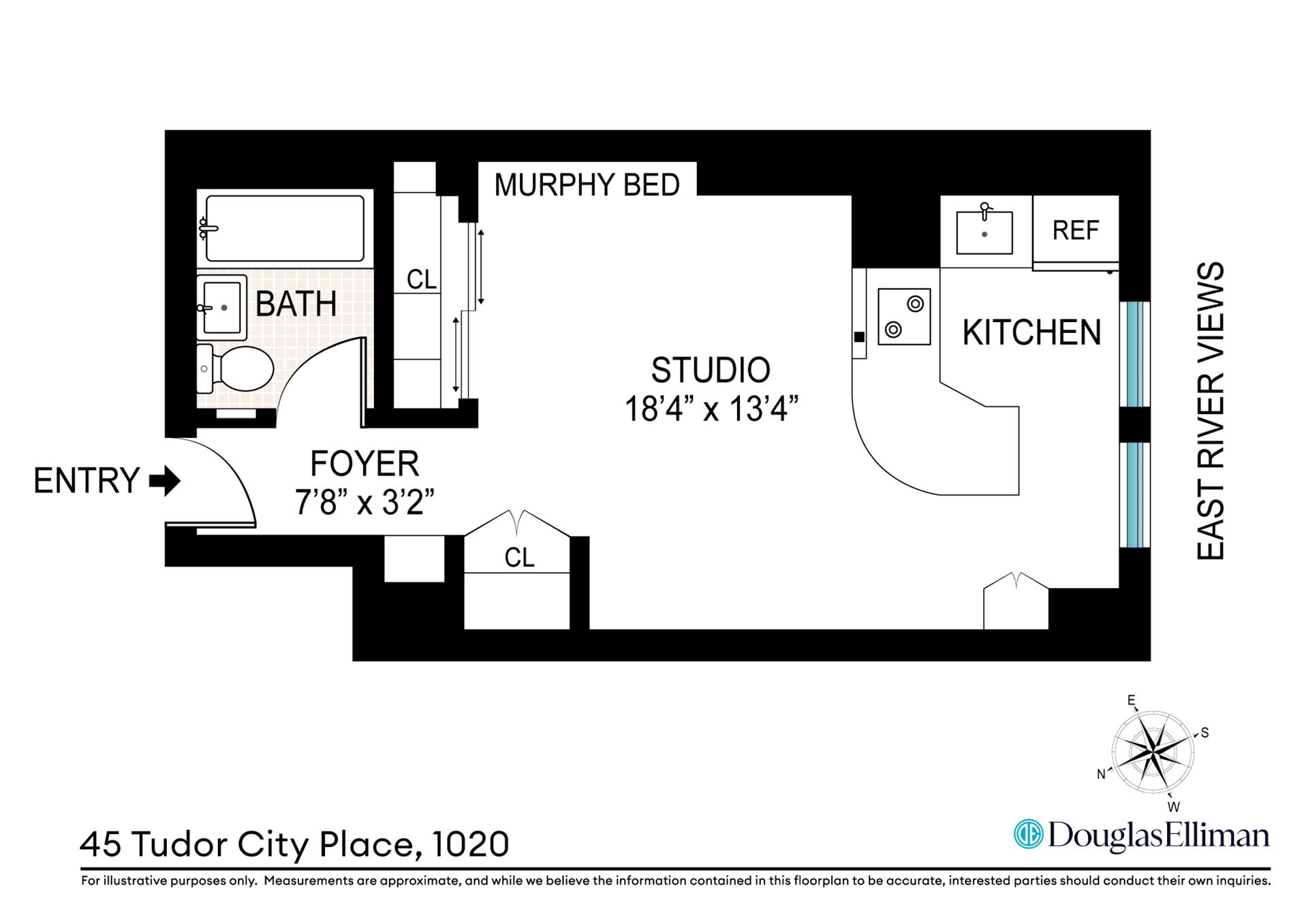 Floorplan for 45 Tudor City Place, 1020