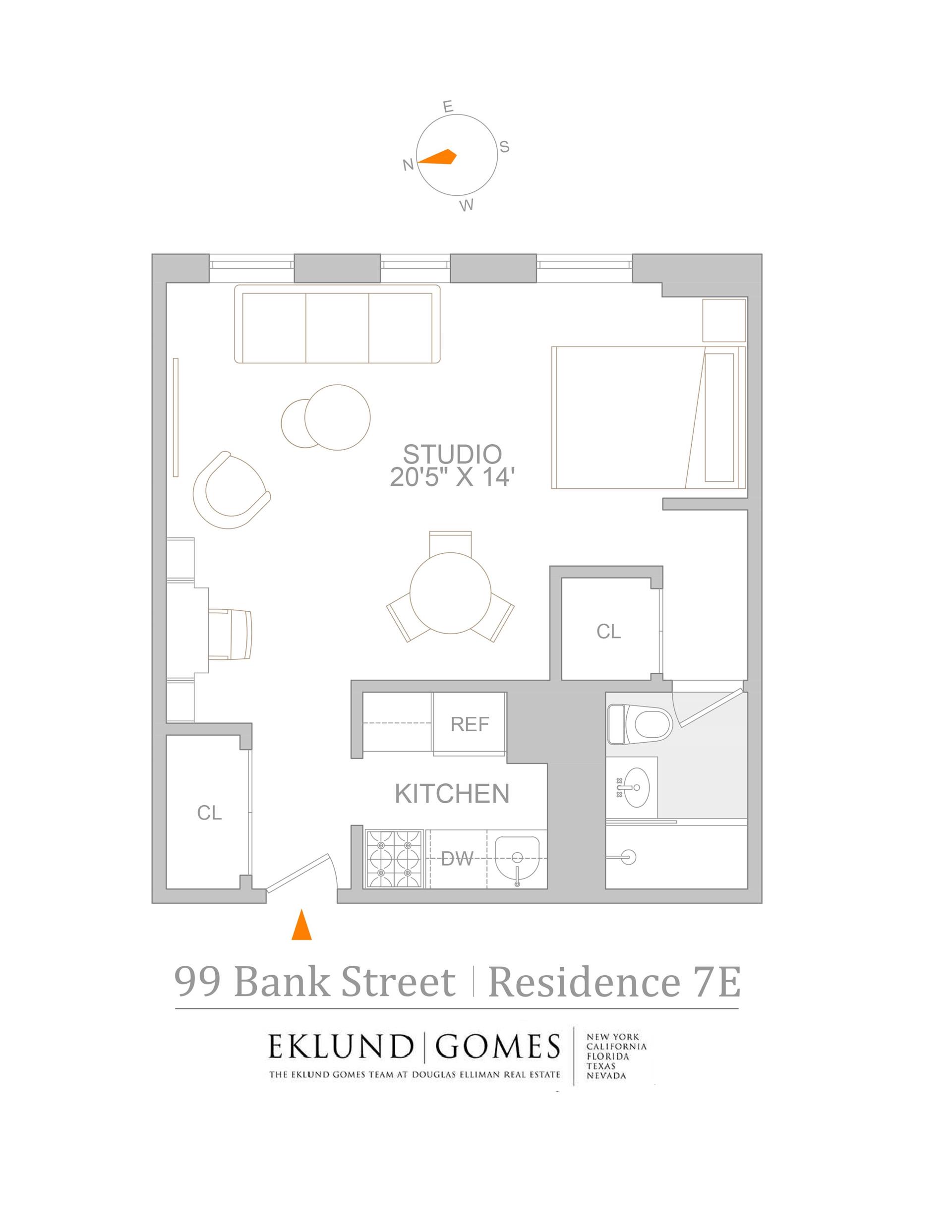 Floorplan for 99 Bank Street, 7E