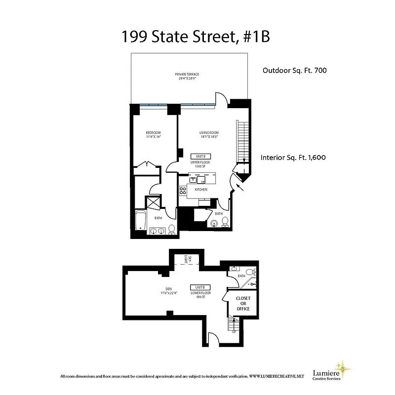 Floorplan for 199 State Street, 1B